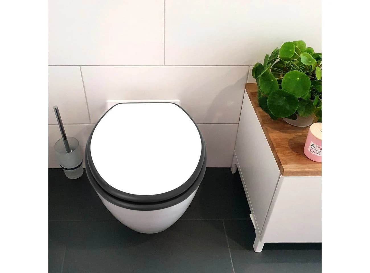 banjado WC-Sitz Anthrazit mit Absenkautomatik und weißem Motiv