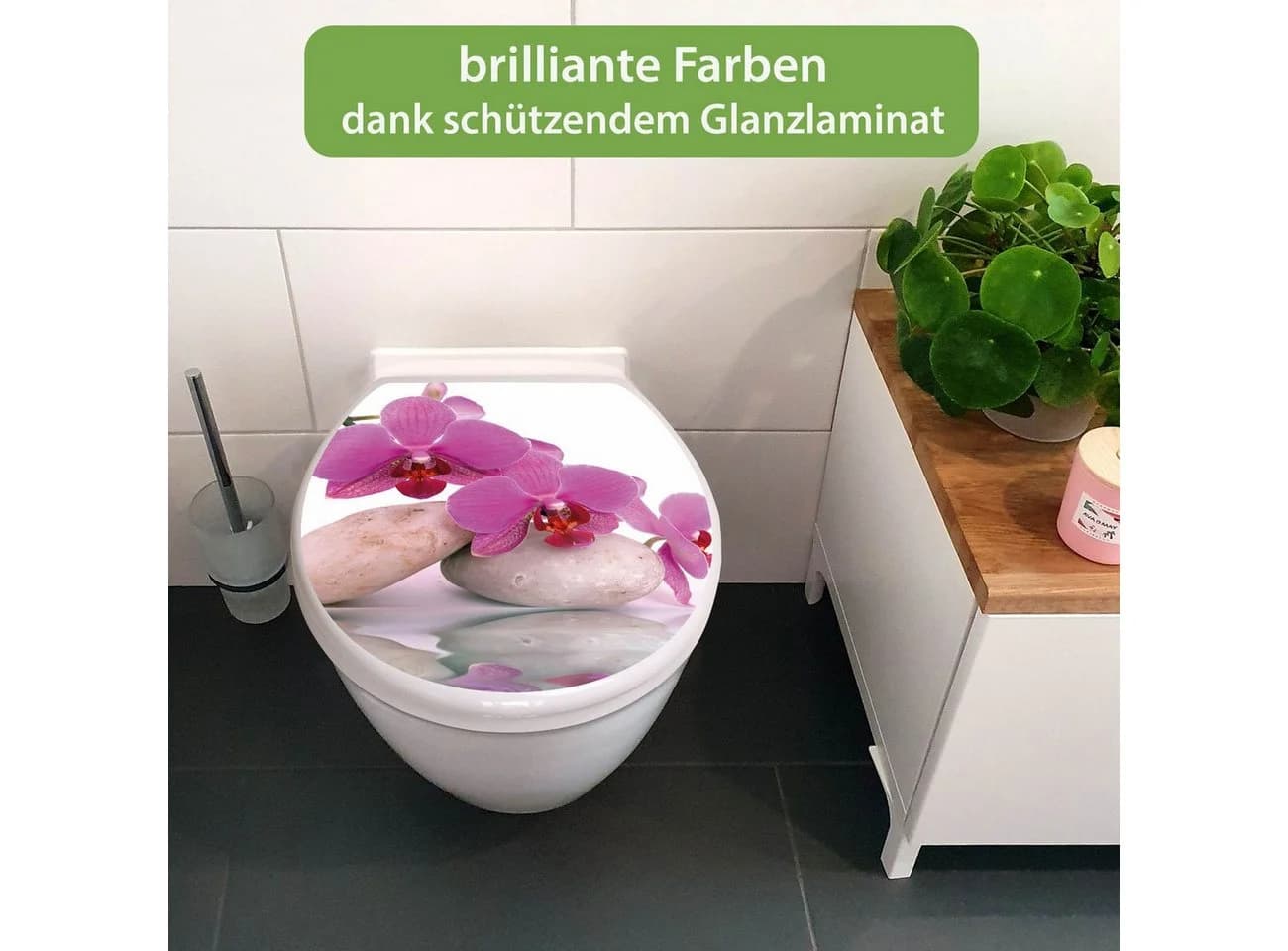 banjado WC-Sitz mit Absenkautomatik Motiv Orchidee Weiß