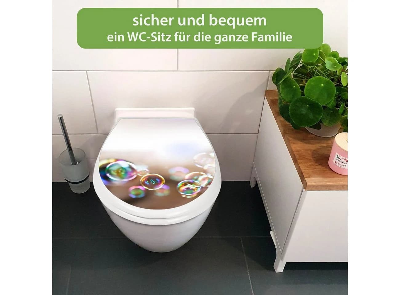 banjado WC-Sitz Motiv Seifenblasen mit Kindersitz