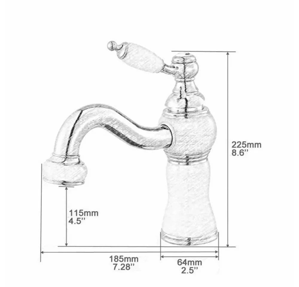Kinaree Badarmatur Retro Wasserhahn Marmor weiß Messing