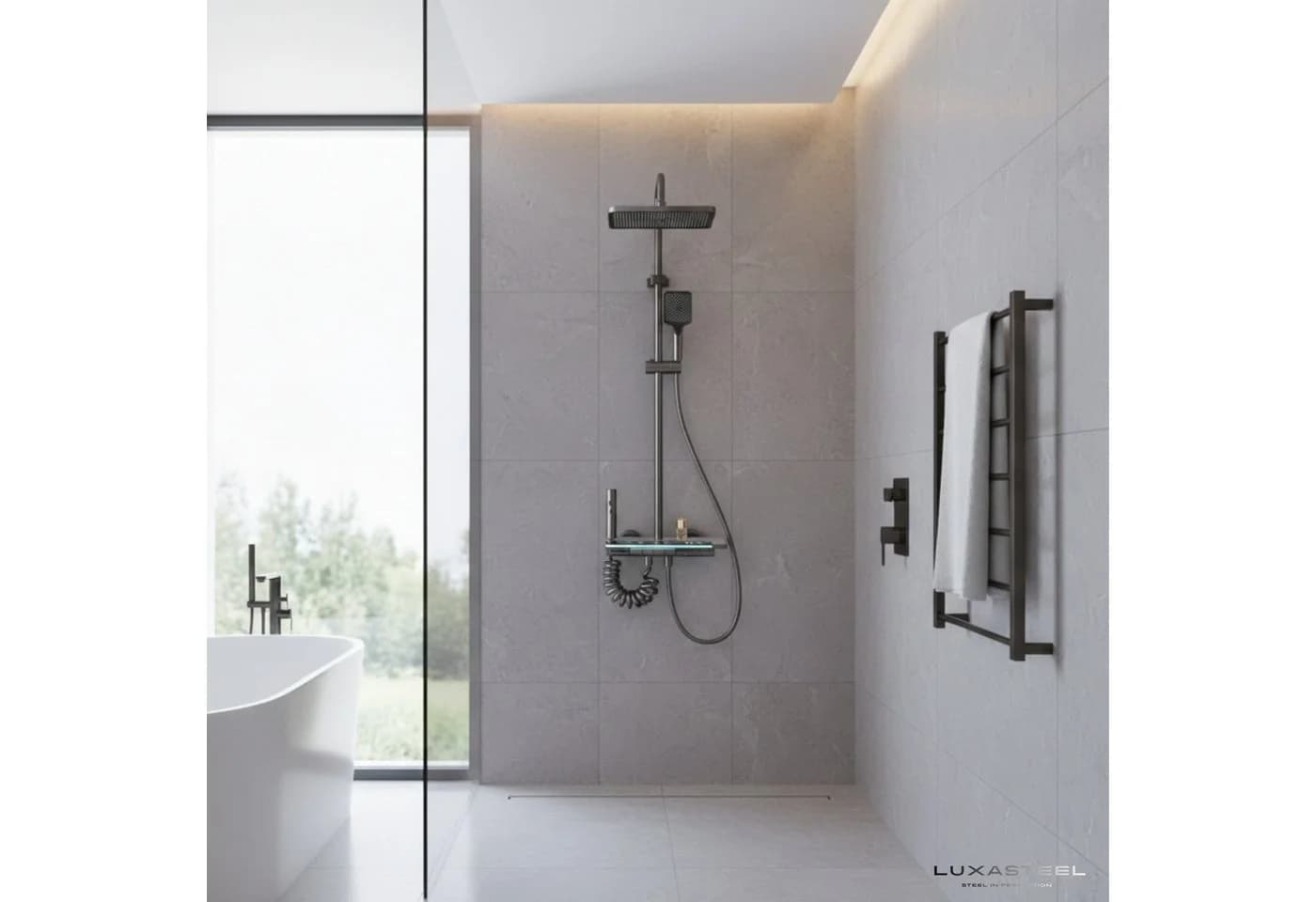 LuxaSteel Duschsystem mit LED Display & Thermostat – Regendusche Set