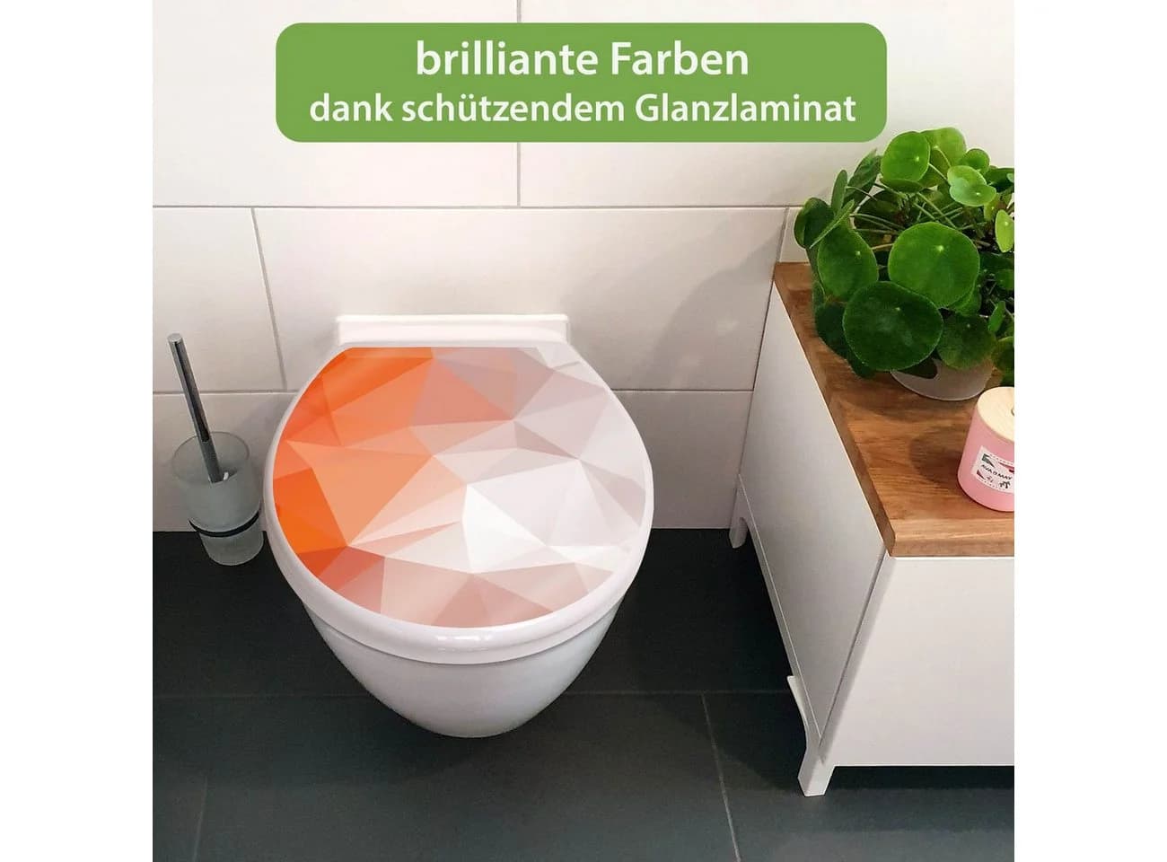 banjado WC-Sitz mit Absenkautomatik Motiv Orange Polygon