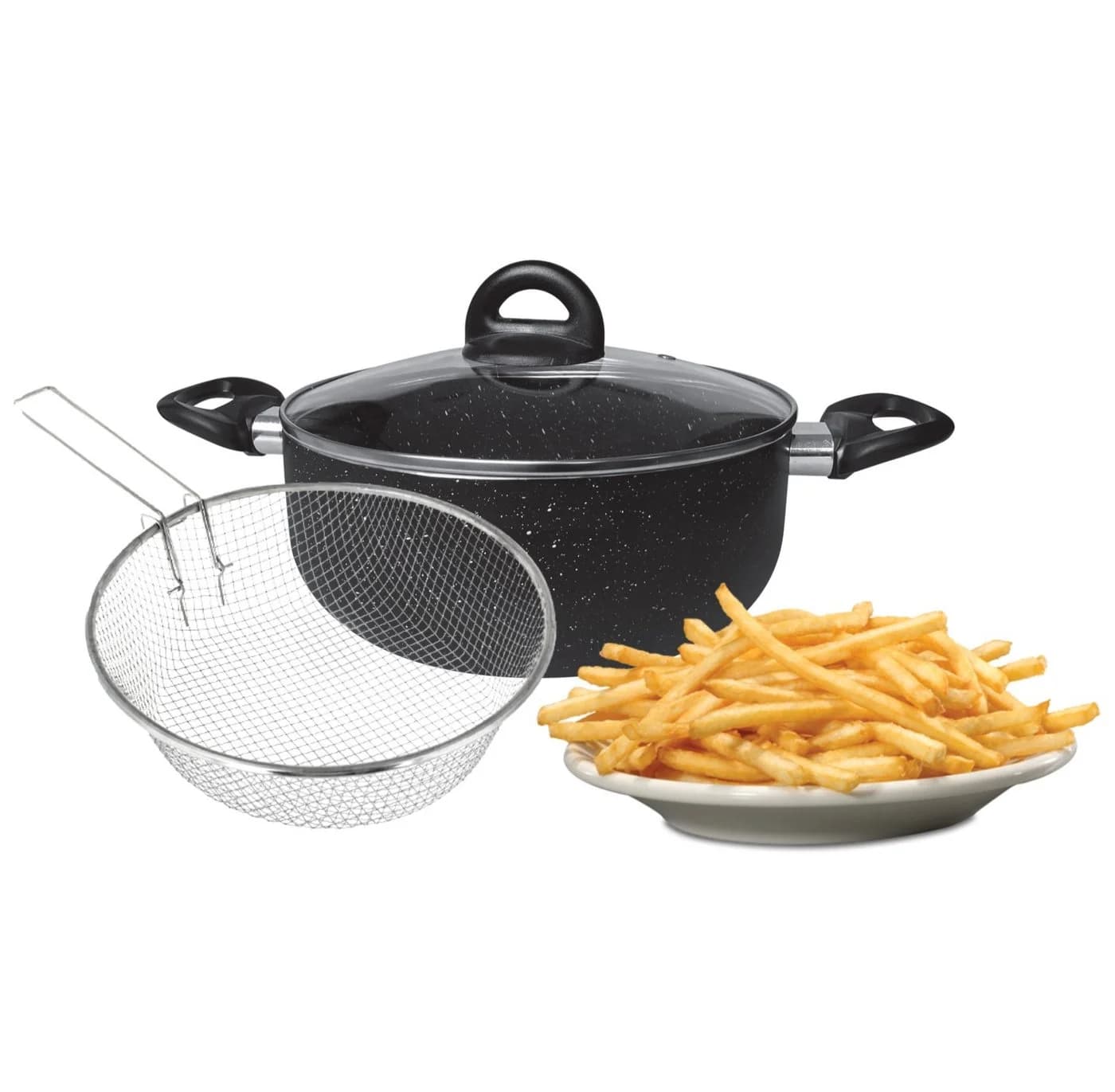 Cheffinger Frittiertopf mit Korb Ø24cm Induktion Marmorbeschichtung