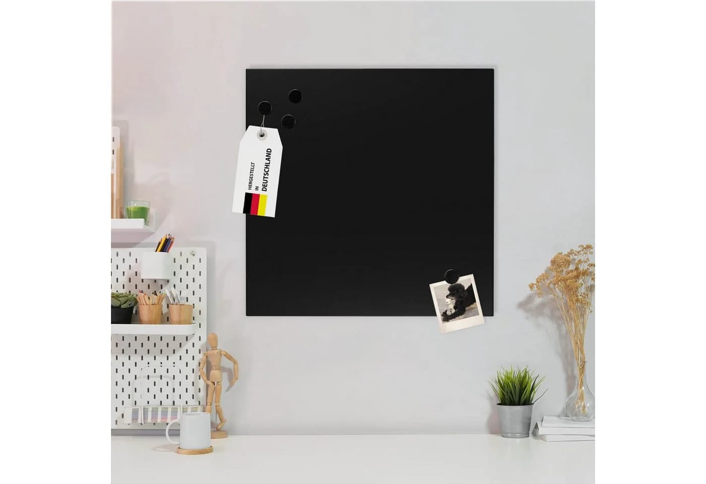 banjado Magnettafel Metall 50x50cm Weiß/ Schwarz