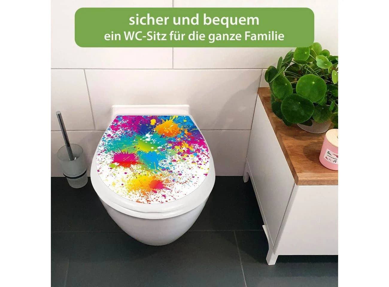 banjado WC-Sitz mit Kindersitz Farbspritzer Weiß