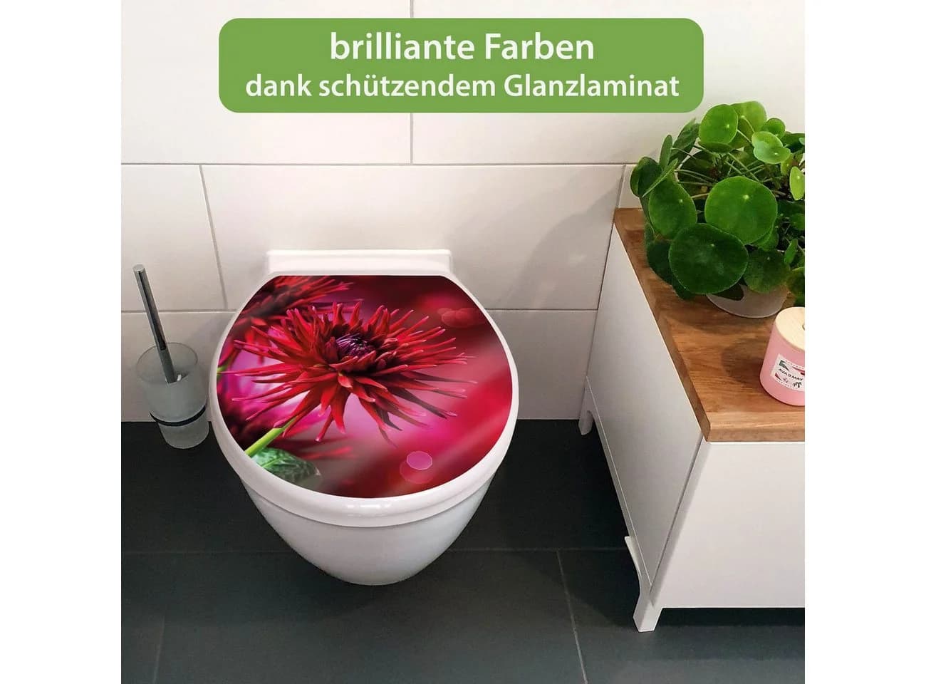 banjado WC-Sitz mit Absenkautomatik Rote Dahlien Duroplast