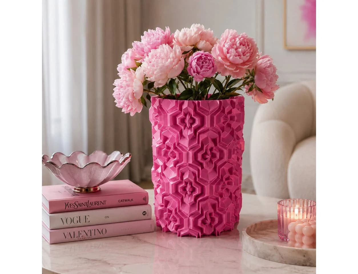 Alpha Electronics Dekovase Geometrisch Rosa 3D-Druck