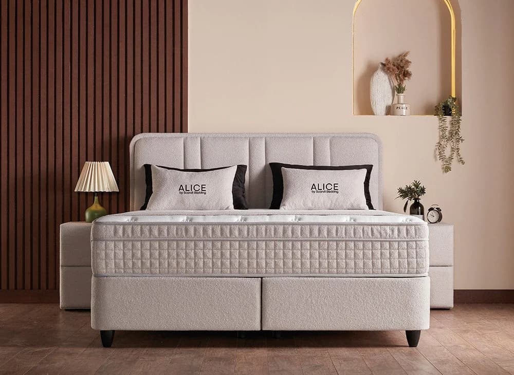 abc bedding Boxspringbett Alice Beige mit Bettkasten