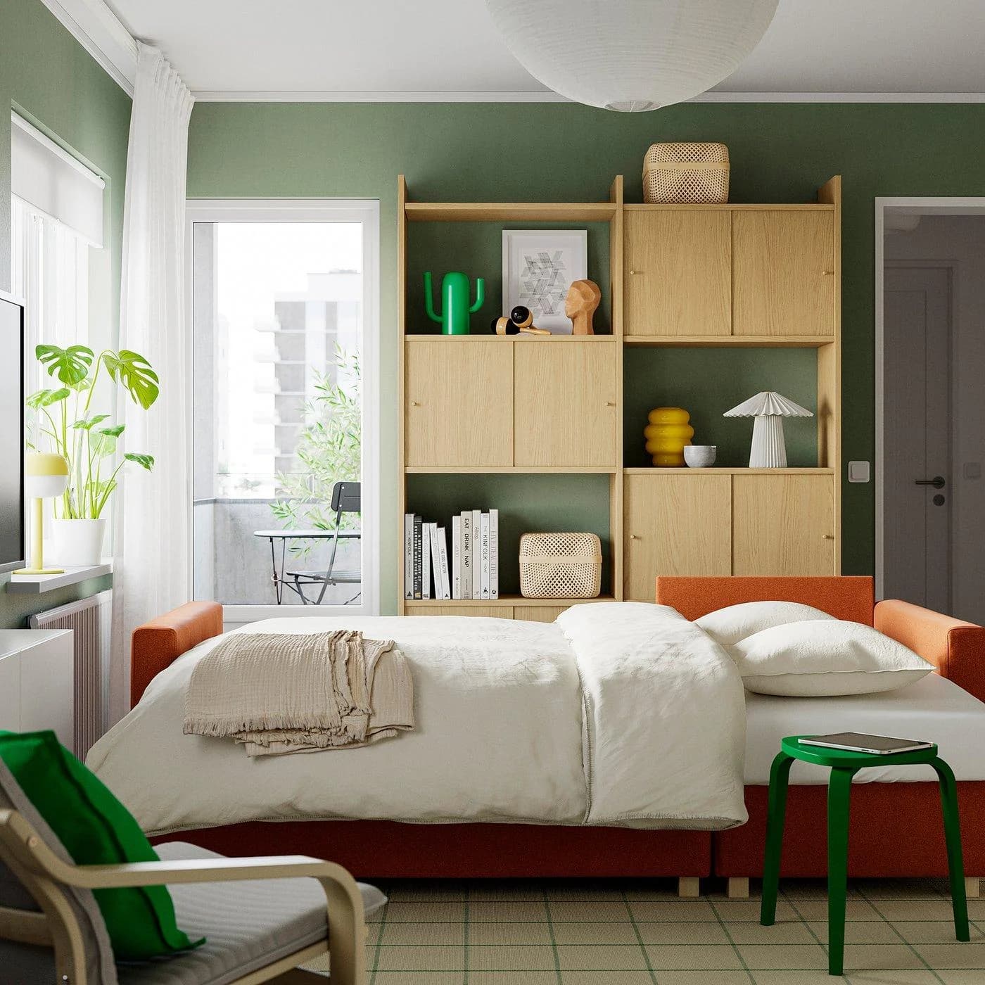 IKEA SALTSJÖBADEN 3er-Bettsofa mit Récamiere Hellgrün