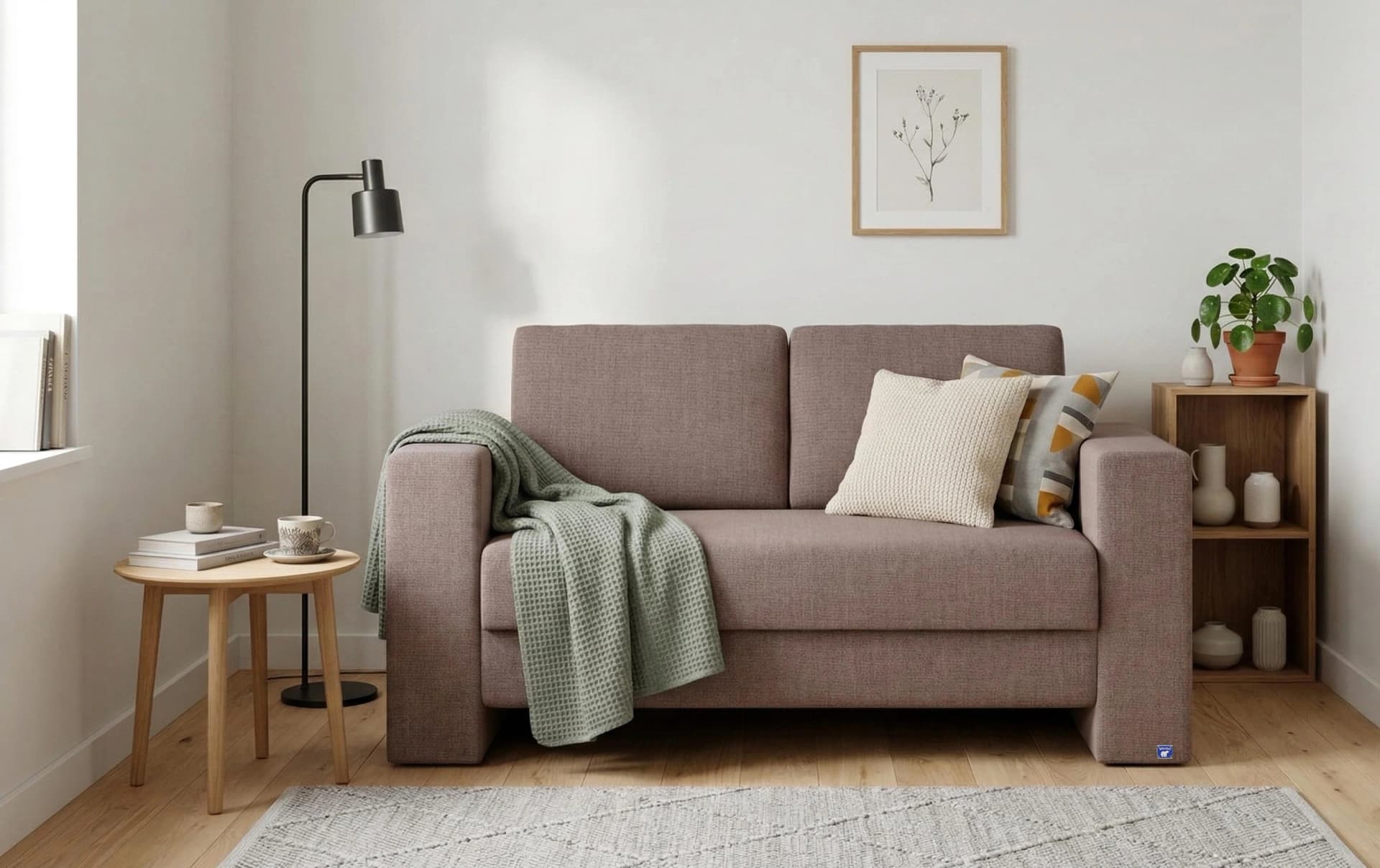 BRUNO Schlafsofa 120cm Braun Massivholz Boxspring