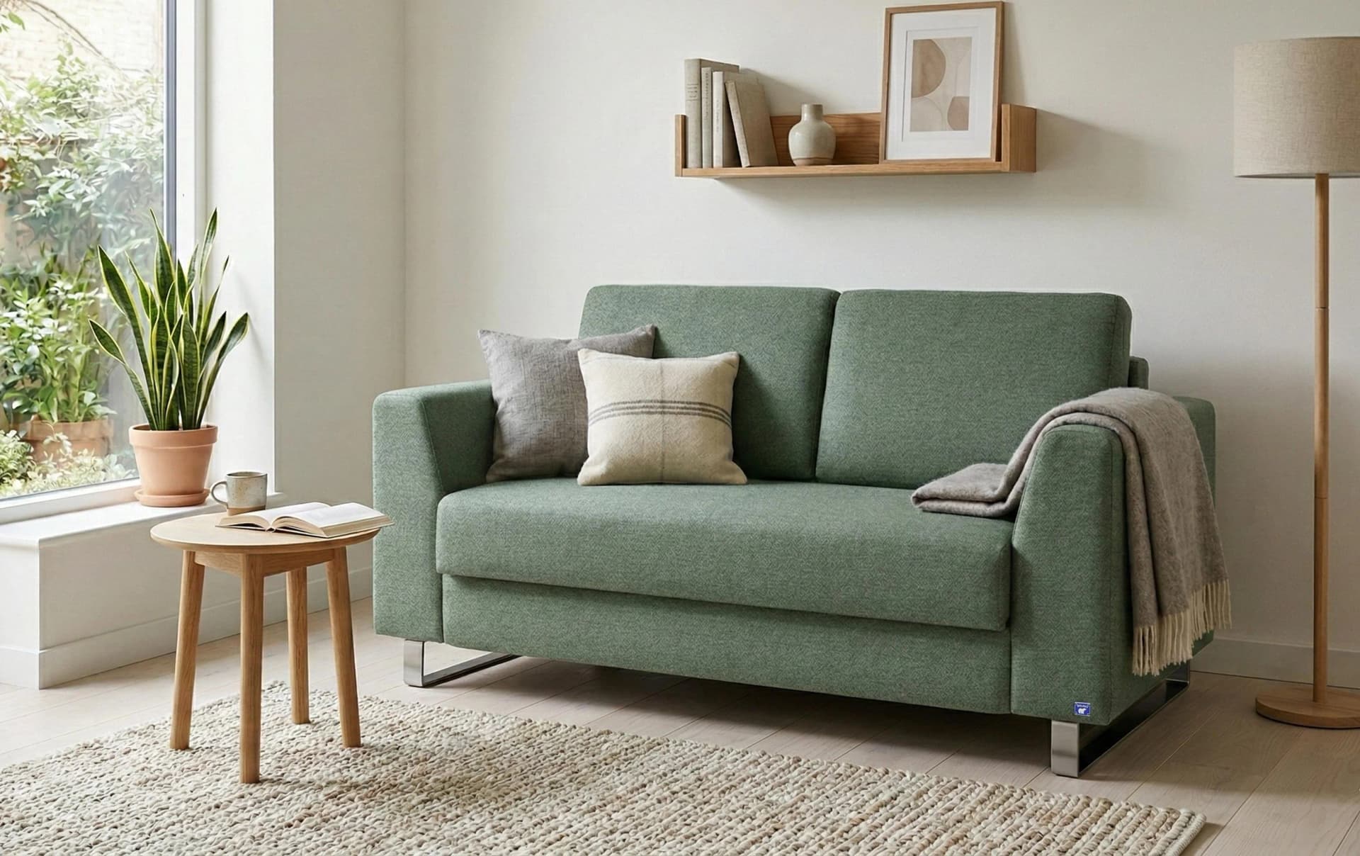BRUNO Schlafsofa 120cm Forest Green Massivholz Boxspring