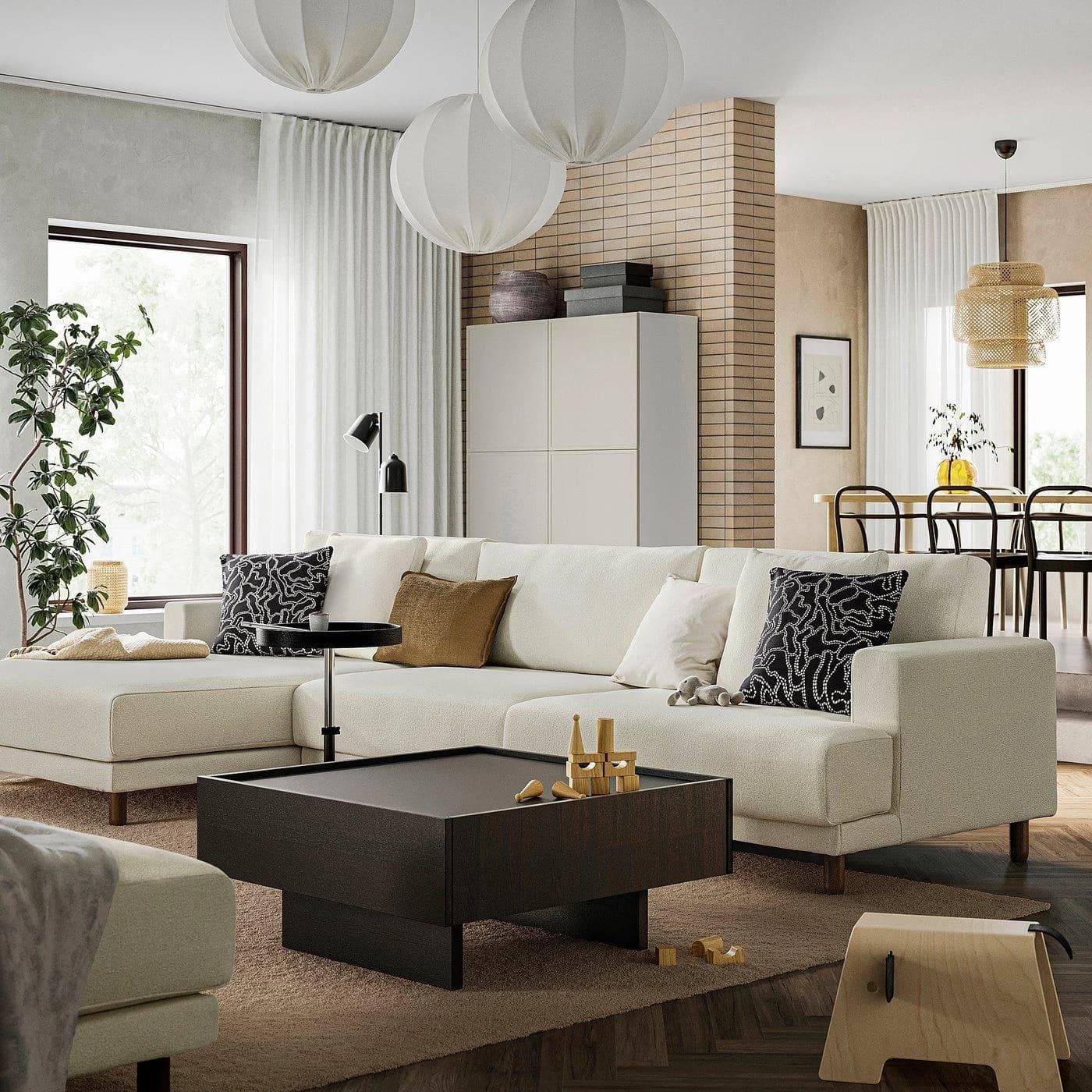IKEA UPPÅKRA 4,5er-Sitzelement mit Recamiere links Dunkelblau