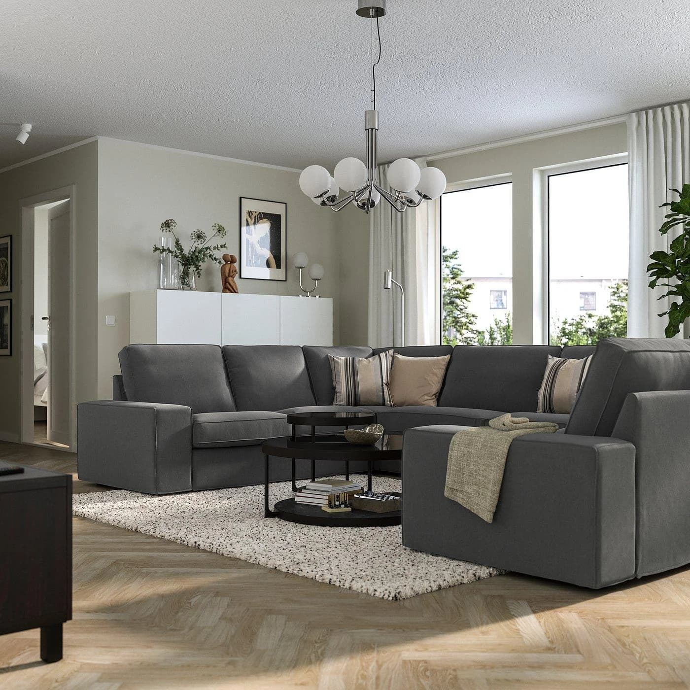IKEA KIVIK Sofa U-Form 7-Sitzer Grau Tallmyra