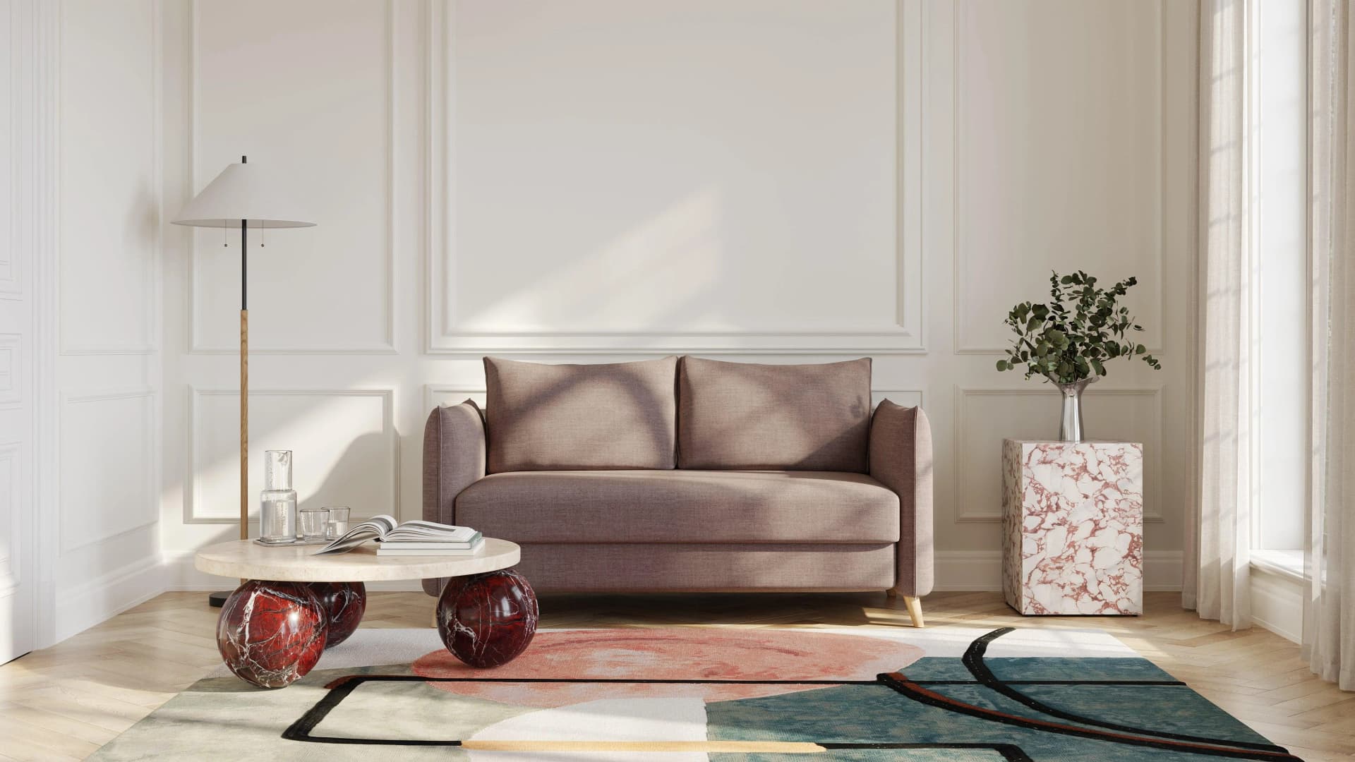 BRUNO Schlafsofa 140cm Braun Massivholz Boxspringkomfort