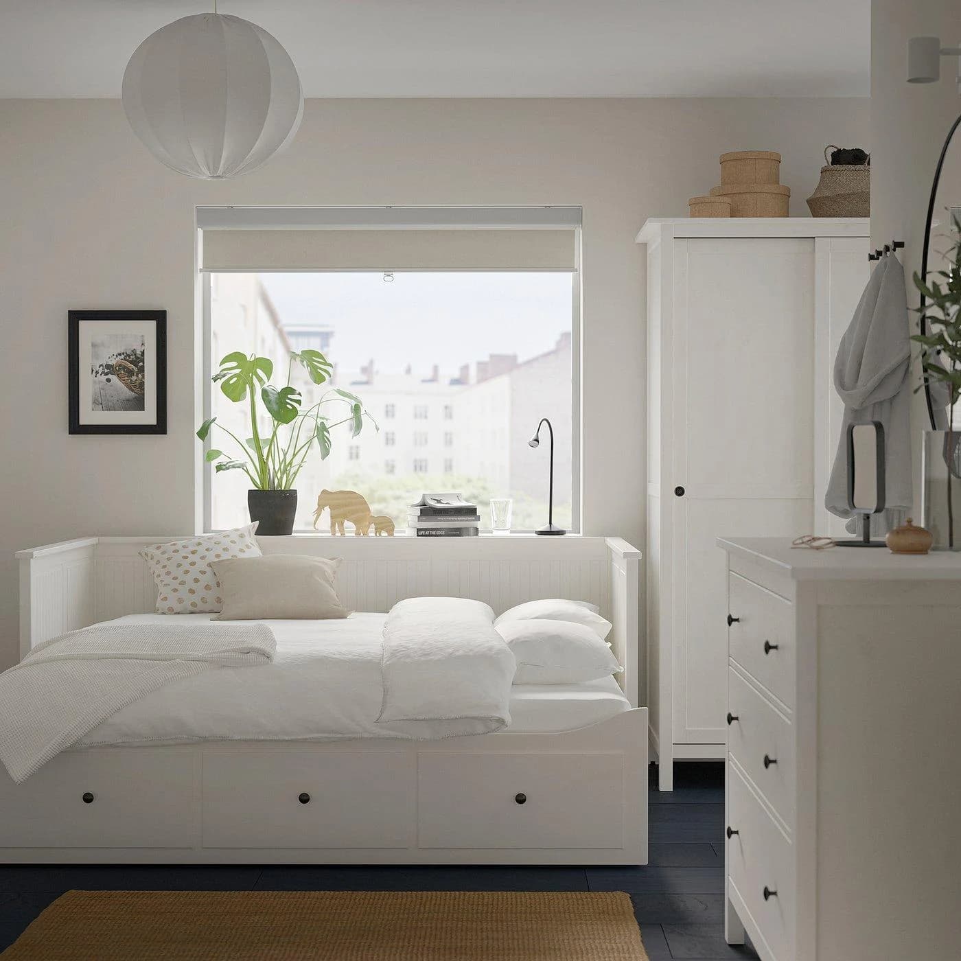 IKEA HEMNES Schlafzimmermöbel 3er-Set Weiß Gebeizt Massivholz