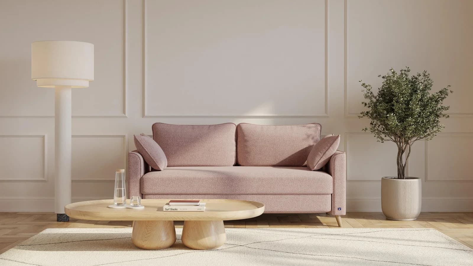 BRUNO Schlafsofa 160cm Pink Blush Rosa Boxspring