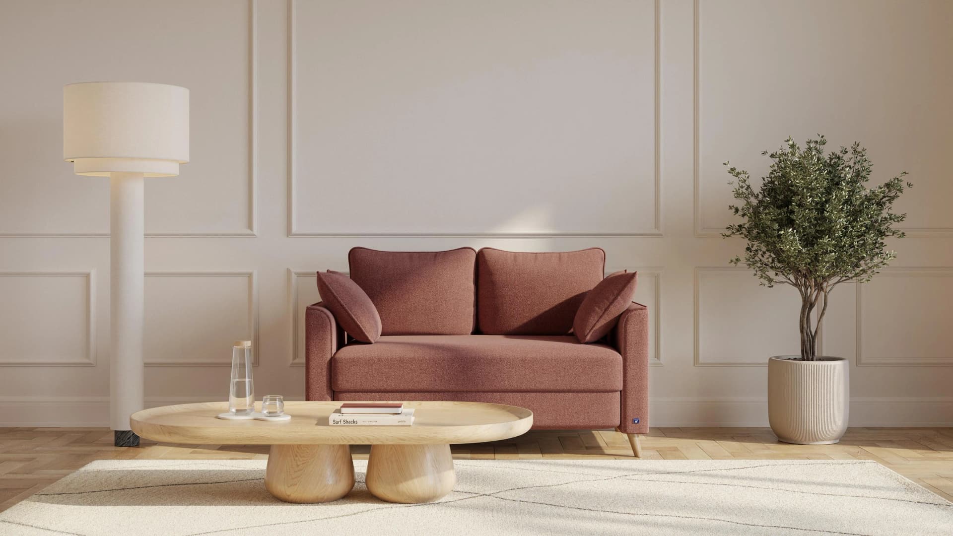BRUNO Schlafsofa 120cm Massivholz Boxspring Braun