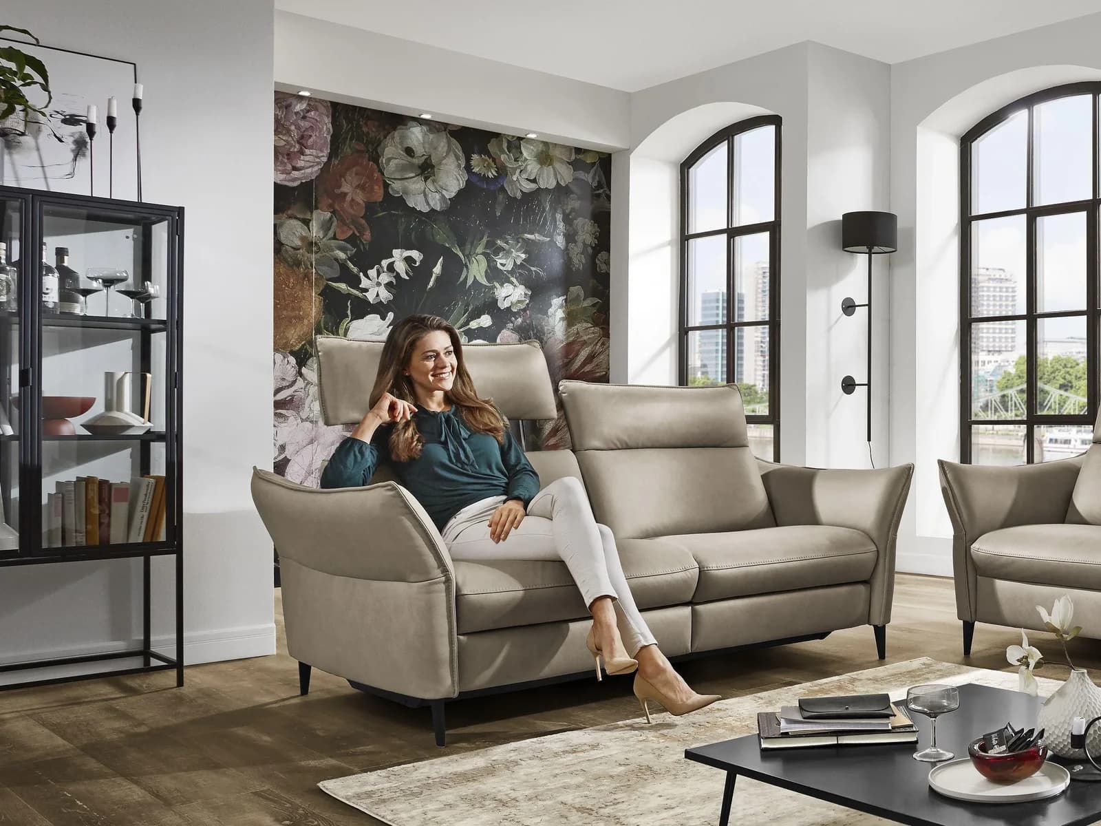 Rolf Weber Sofa 2,5 Sitzer HOJA Grau Stoff Deluxe