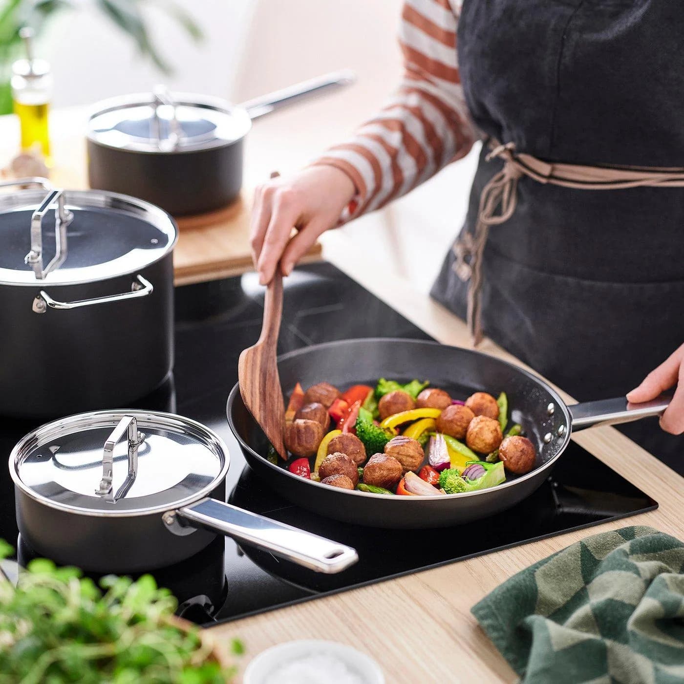 IKEA GULDÖRING Kochgeschirr 7-tlg. Dunkelgrau Antihaft