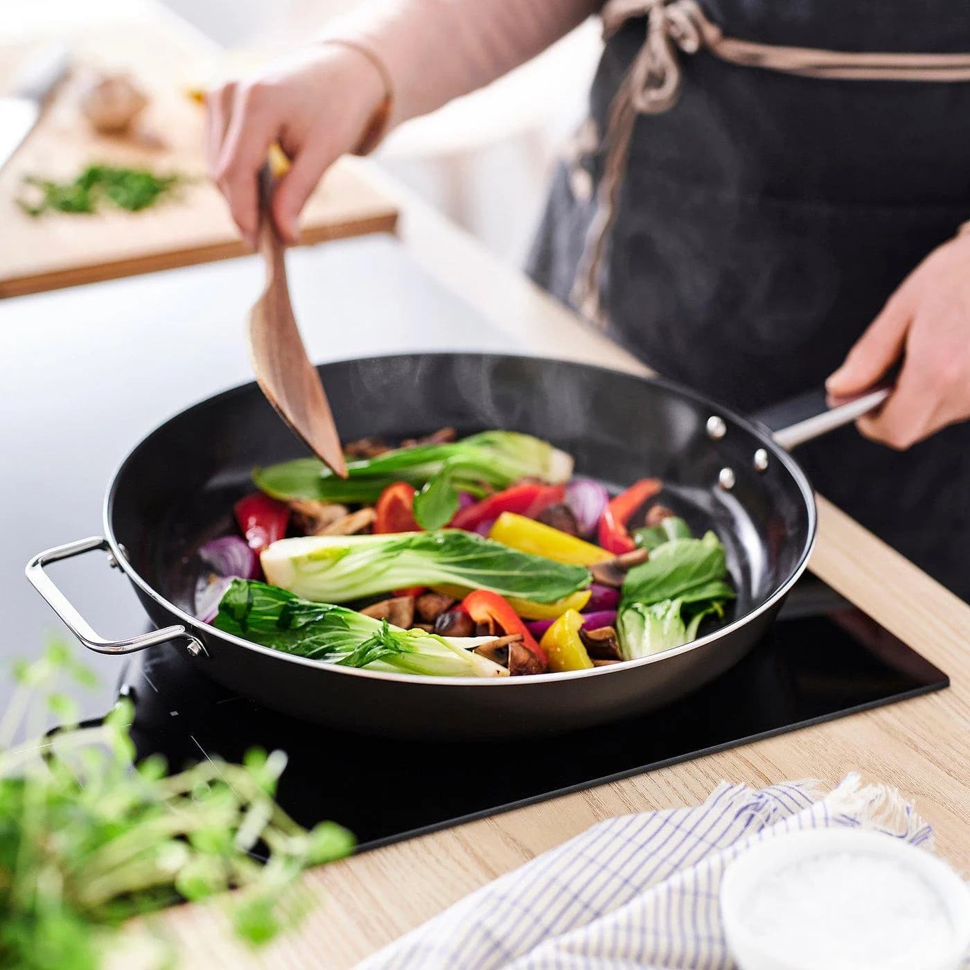 IKEA GULDÖRING Bratpfanne Edelstahl Schwarzgrau Antihaft