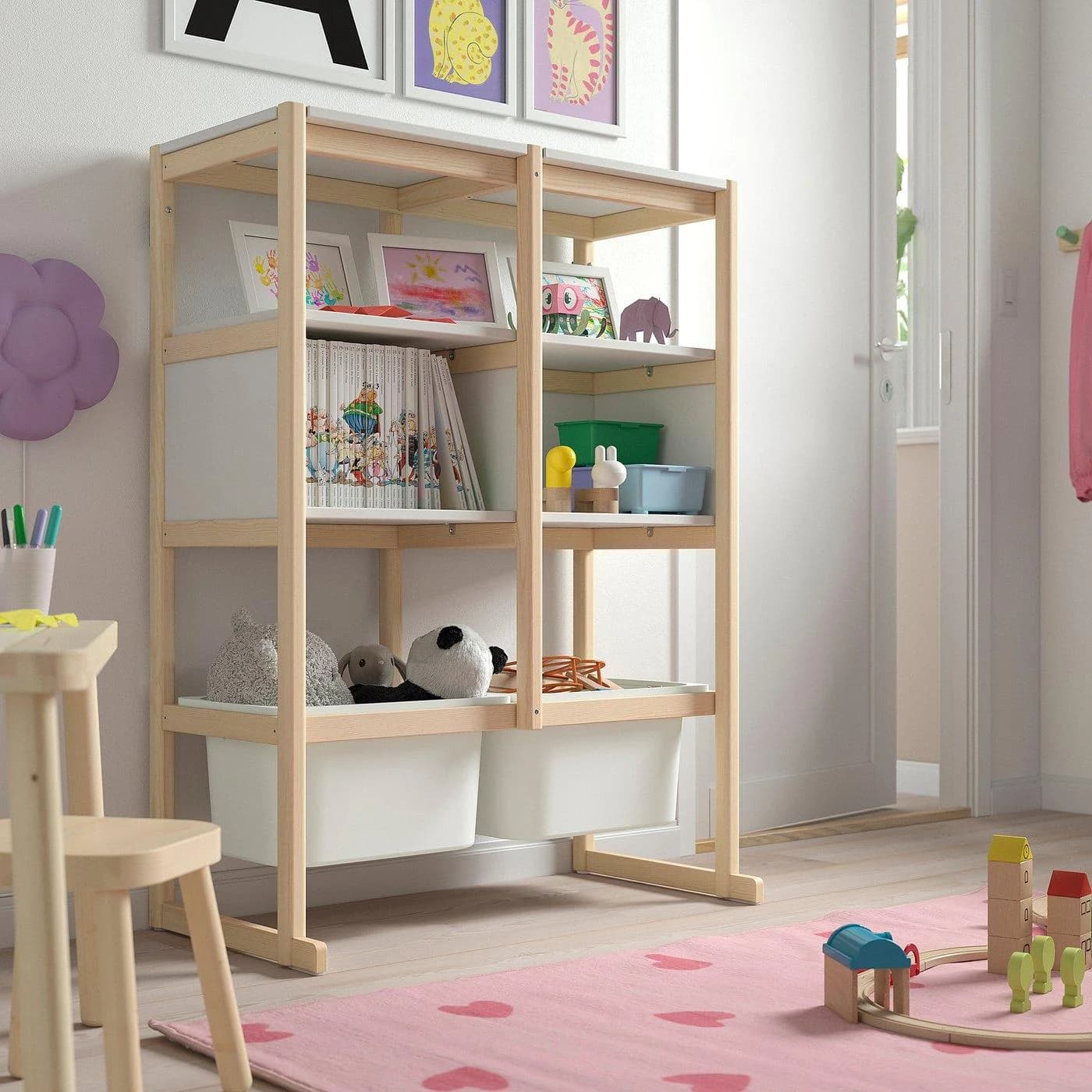 IKEA FLISAT Aufbewahrungskombination offen Kiefernholz weiß gebeizt