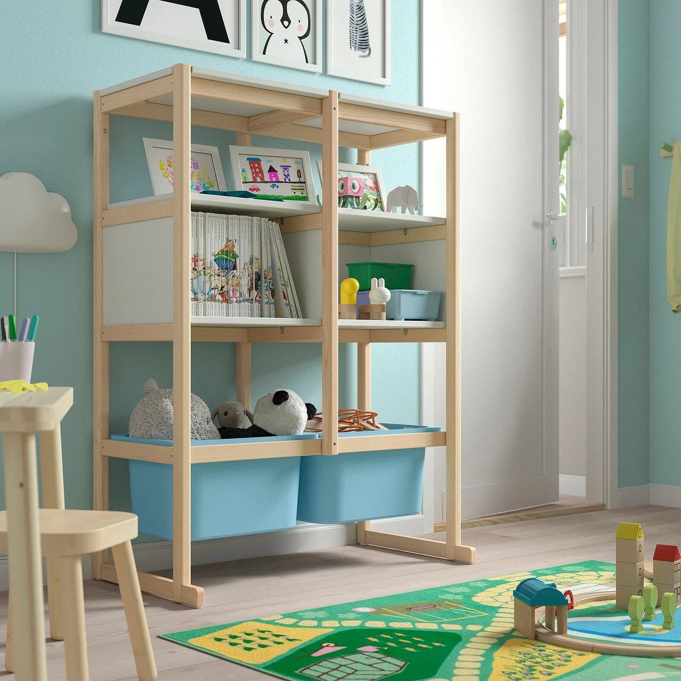 IKEA FLISAT Aufbewahrungskombination offen Weiß/Hellblau