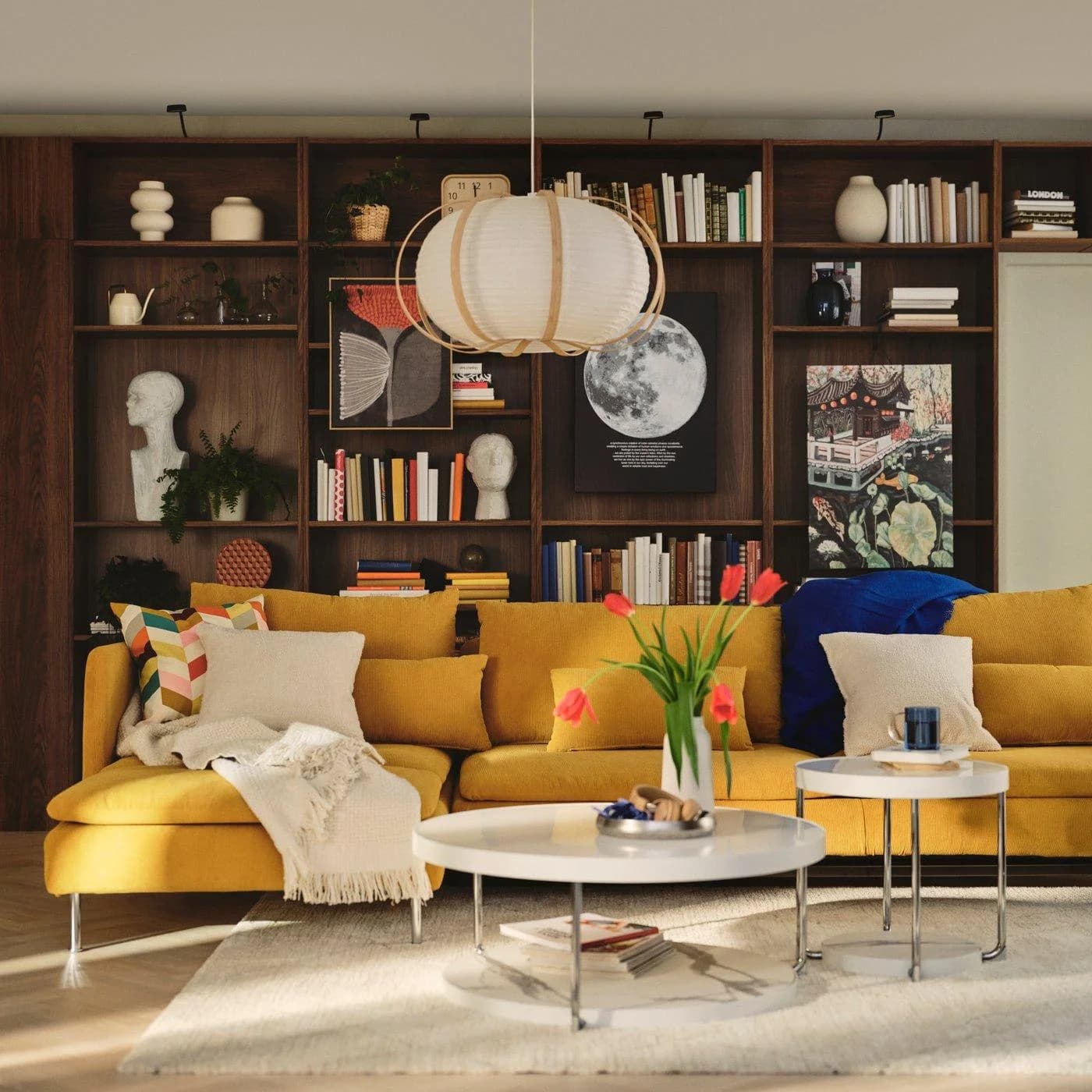 IKEA SÖDERHAMN 4er-Bettsofa mit Recamiere Dunkelgelb
