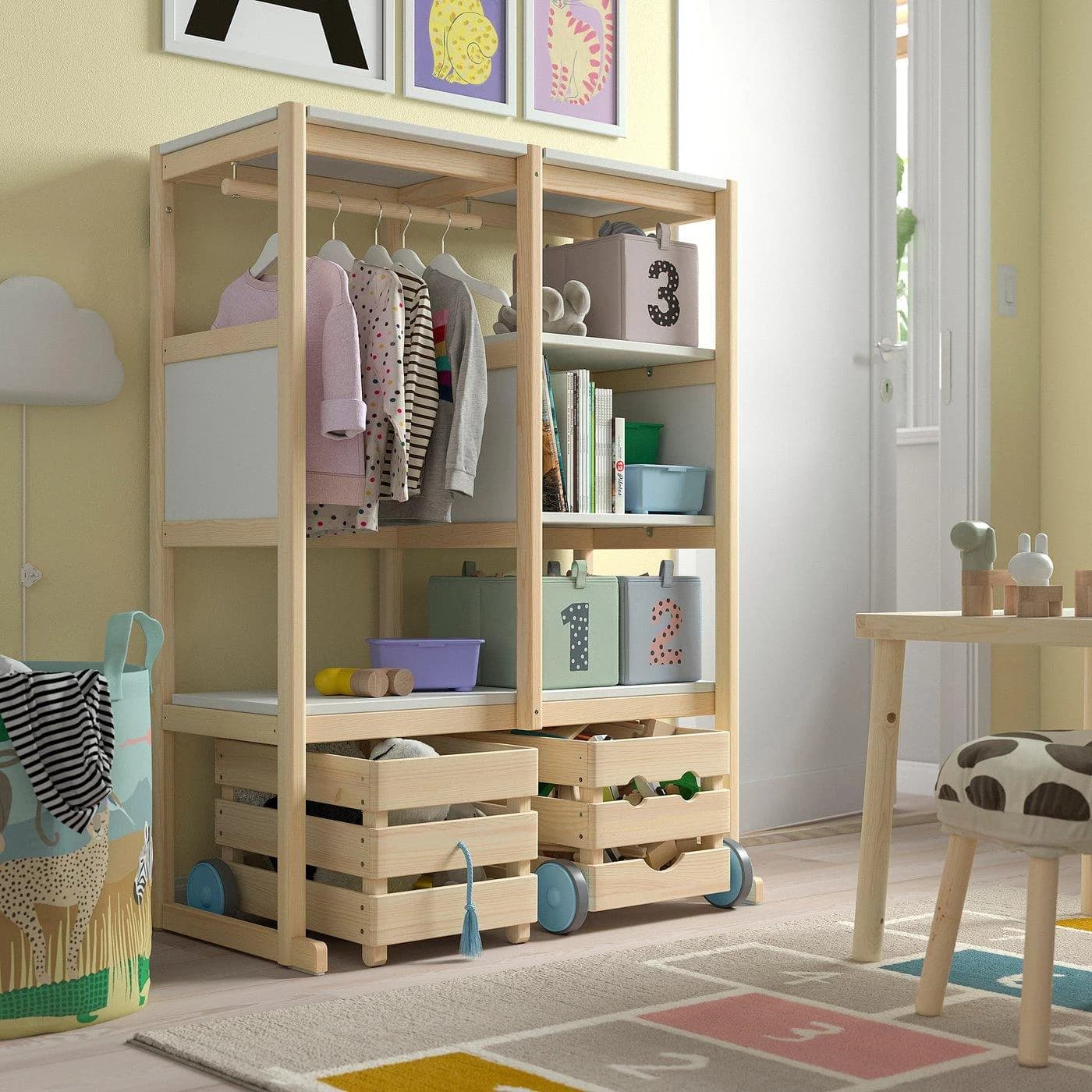 IKEA FLISAT Aufbewahrungskombination offen Kiefernholz weiß