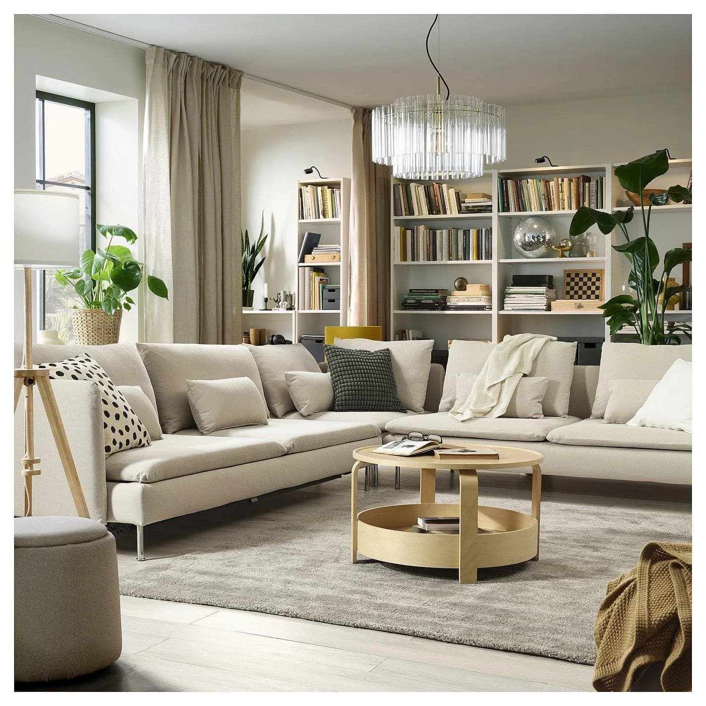 IKEA SÖDERHAMN 6er-Eckbettsofa Dunkelblau/Graublau mit Schlaffunktion
