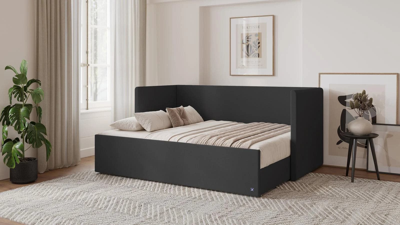 BRUNO Flexibett 160x200 Schwarz Massivholz 4-in-1 mit Matratze