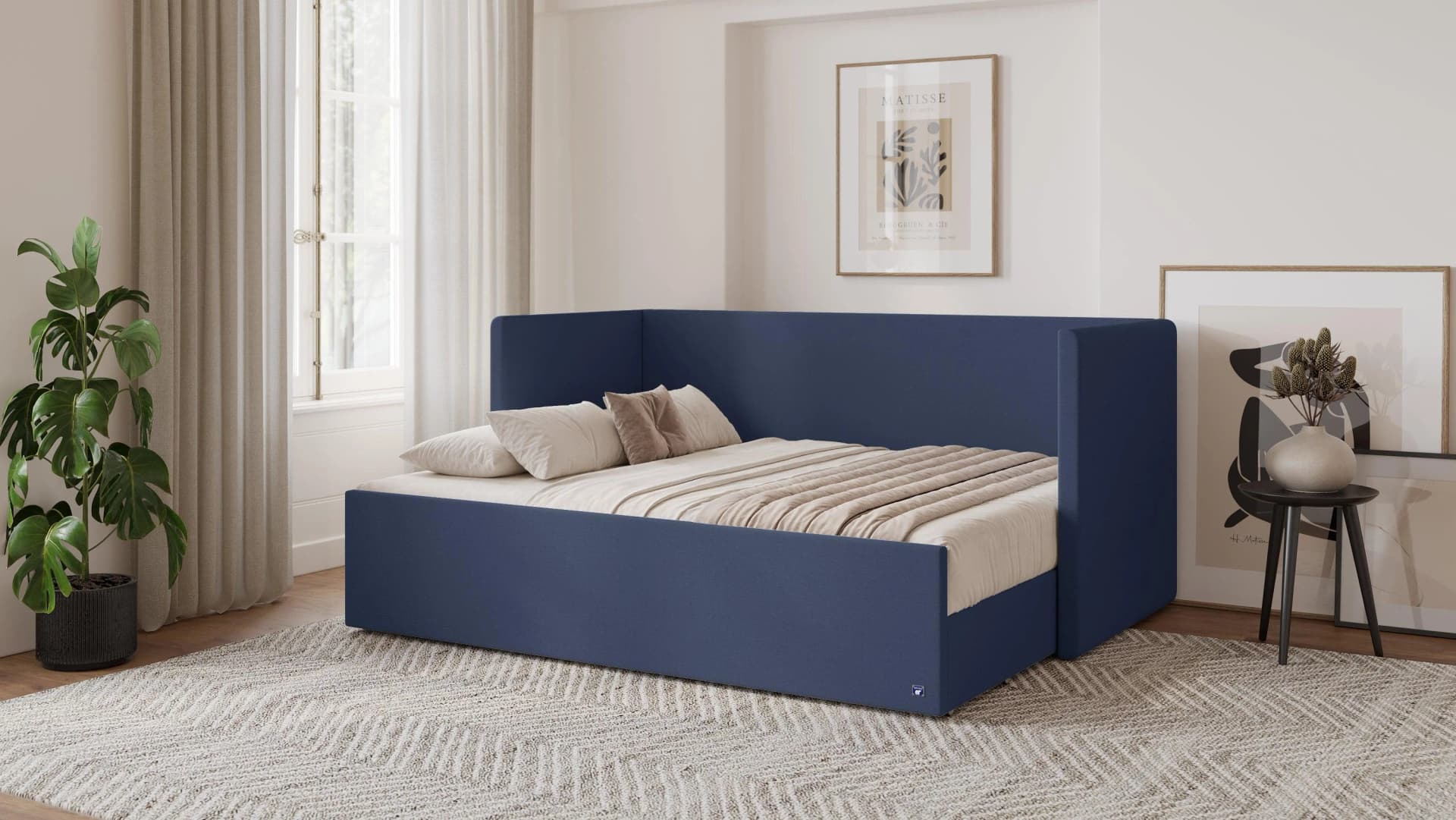 Bruno Flexibett 160x200 Blau Massivholz mit Matratze