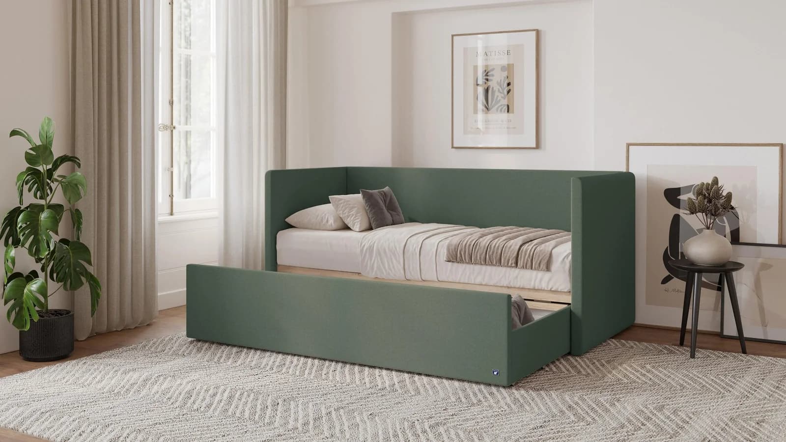 Bruno Flexibett 80x200 Grün Massivholz mit Matratze