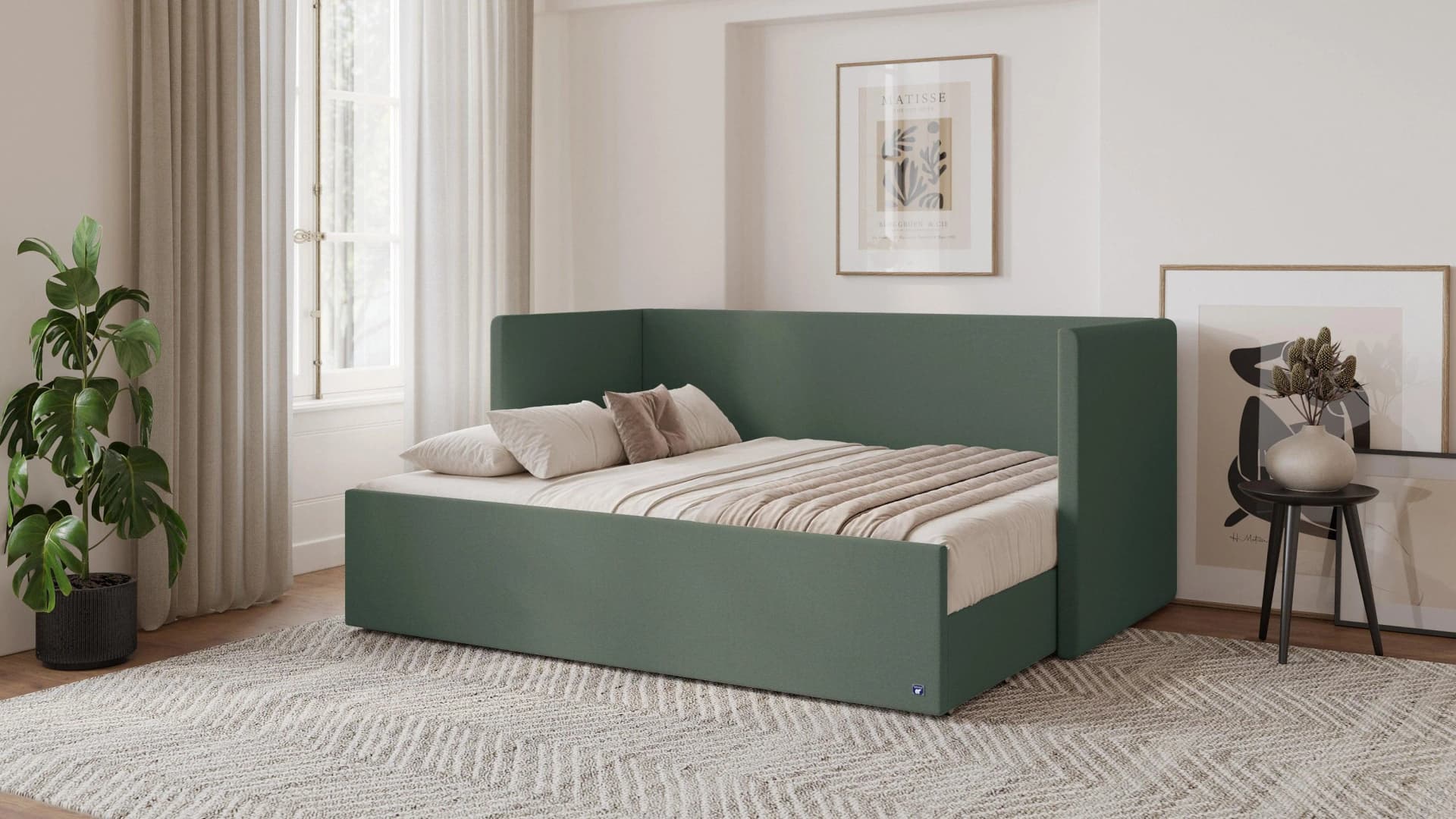 Bruno Flexibett 160x200 Grün Massivholz mit Matratze