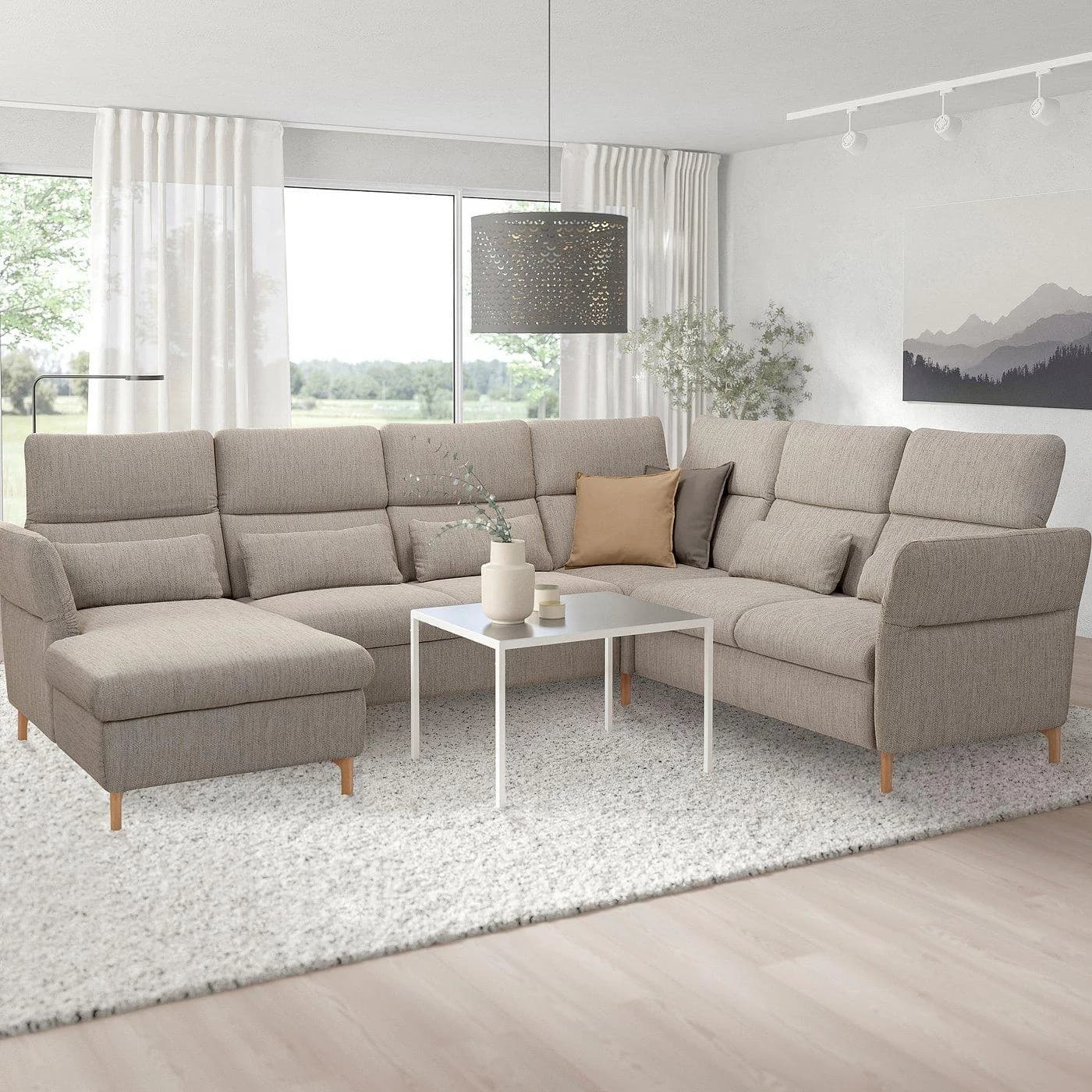 IKEA FAMMARP 5er-Ecksofa mit Récamiere links Viarp Beige/Viarp Braun