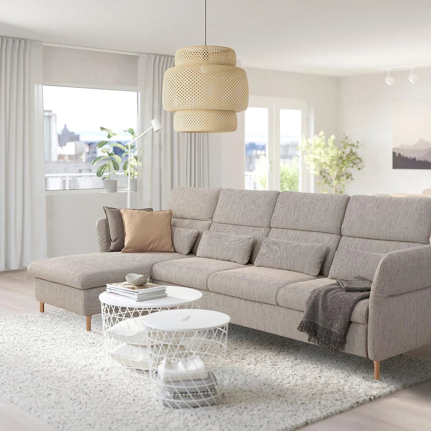 IKEA FAMMARP 4er-Sofa mit Récamiere Beige Braun