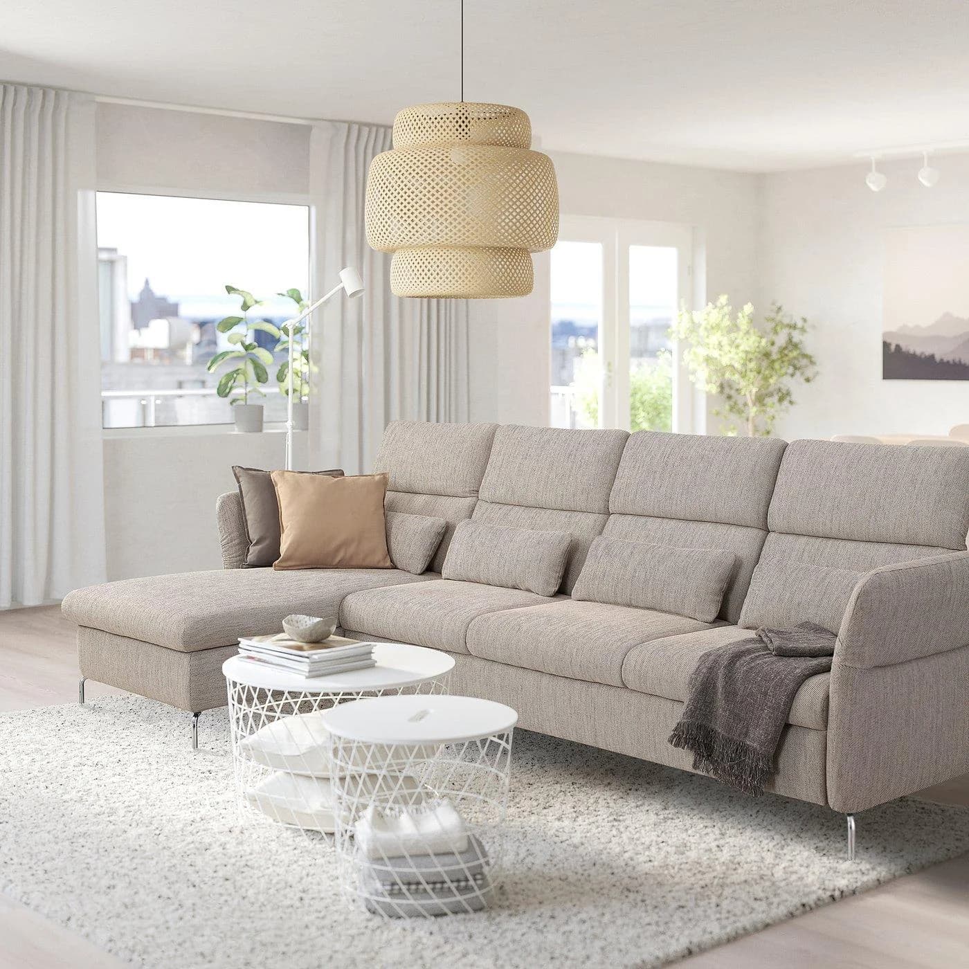 IKEA FAMMARP 4er-Sofa mit Récamiere Beige/Braun/Grau
