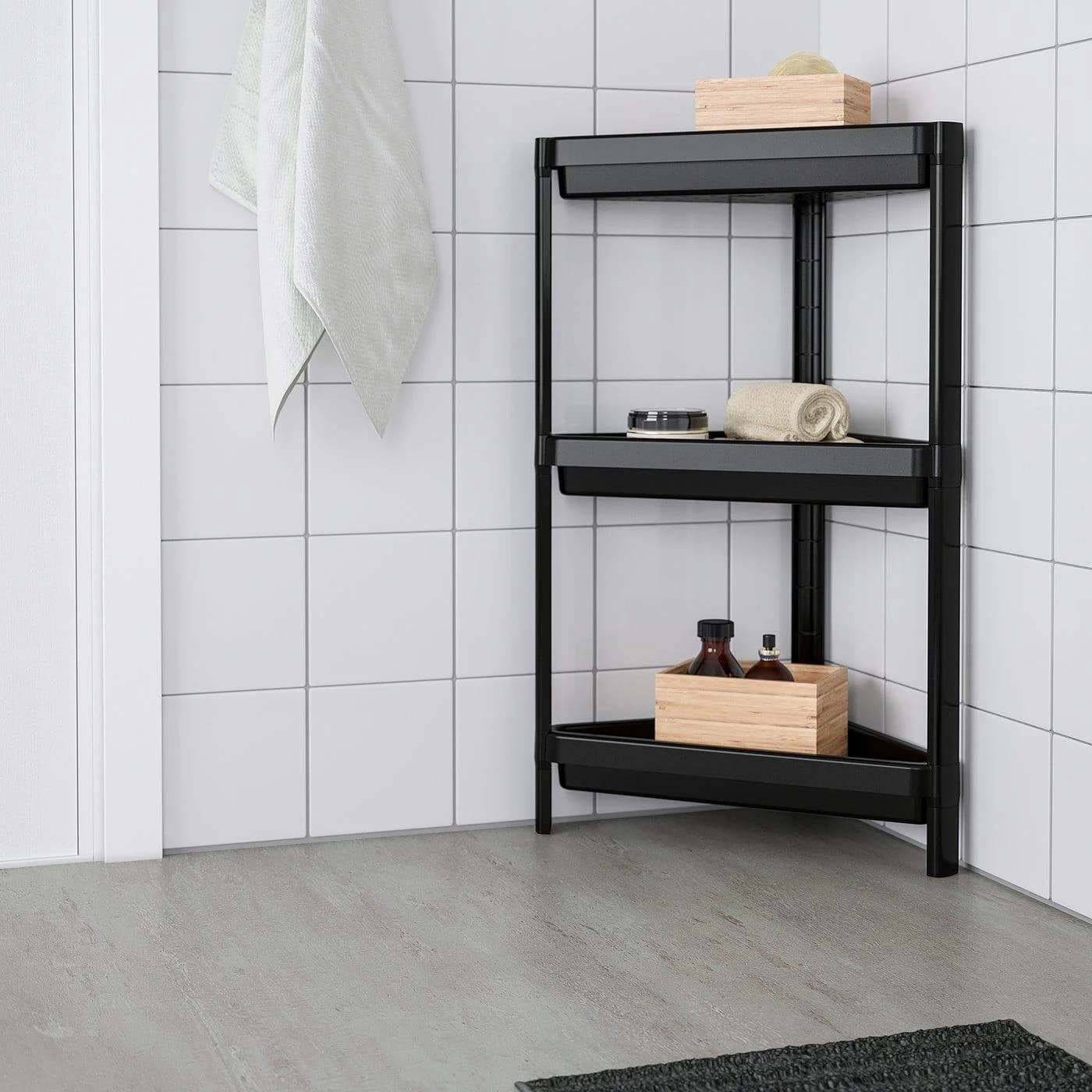 IKEA VESKEN Eckregal Schwarz