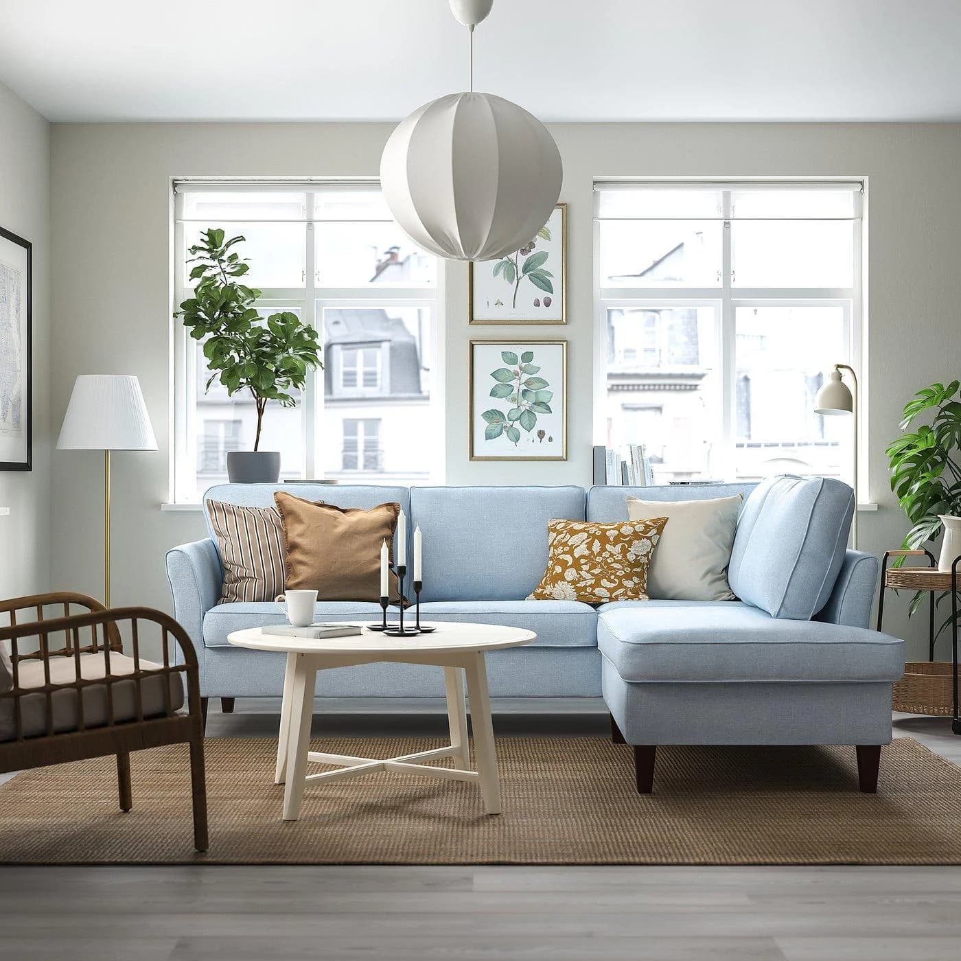 IKEA EKHOLMA Ecksofa 4-sitzig blassblau abnehmbarer Bezug