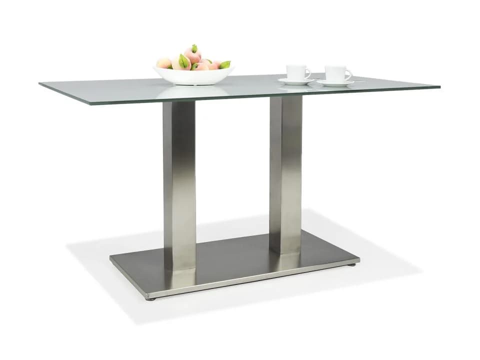 Esstisch MONDO TIRAMO Grau Glas Edelstahl