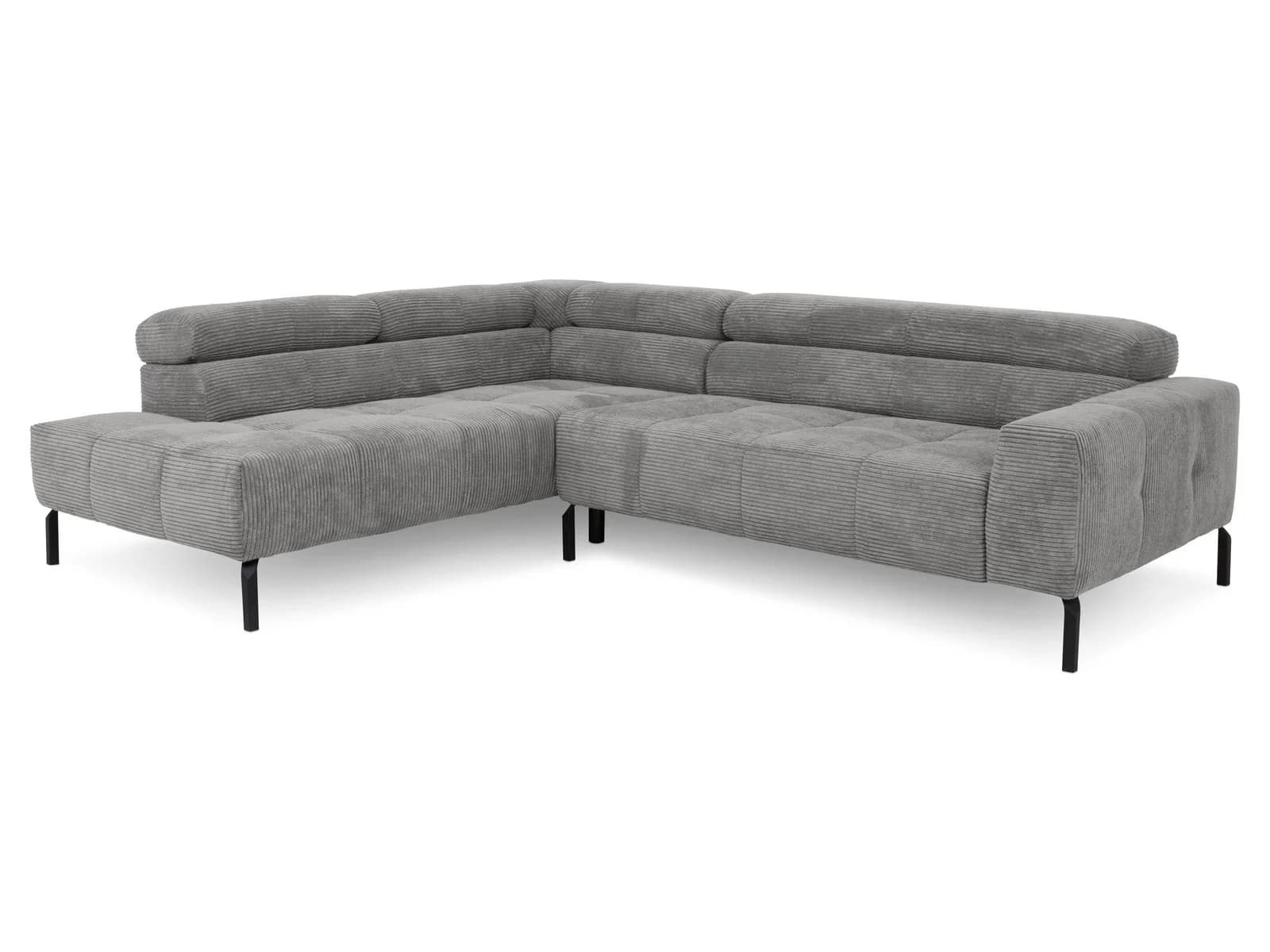 Loft Polsterecke CECILIA 2.0 mit Kopfteilverstellung und Stoff Cord Bezug