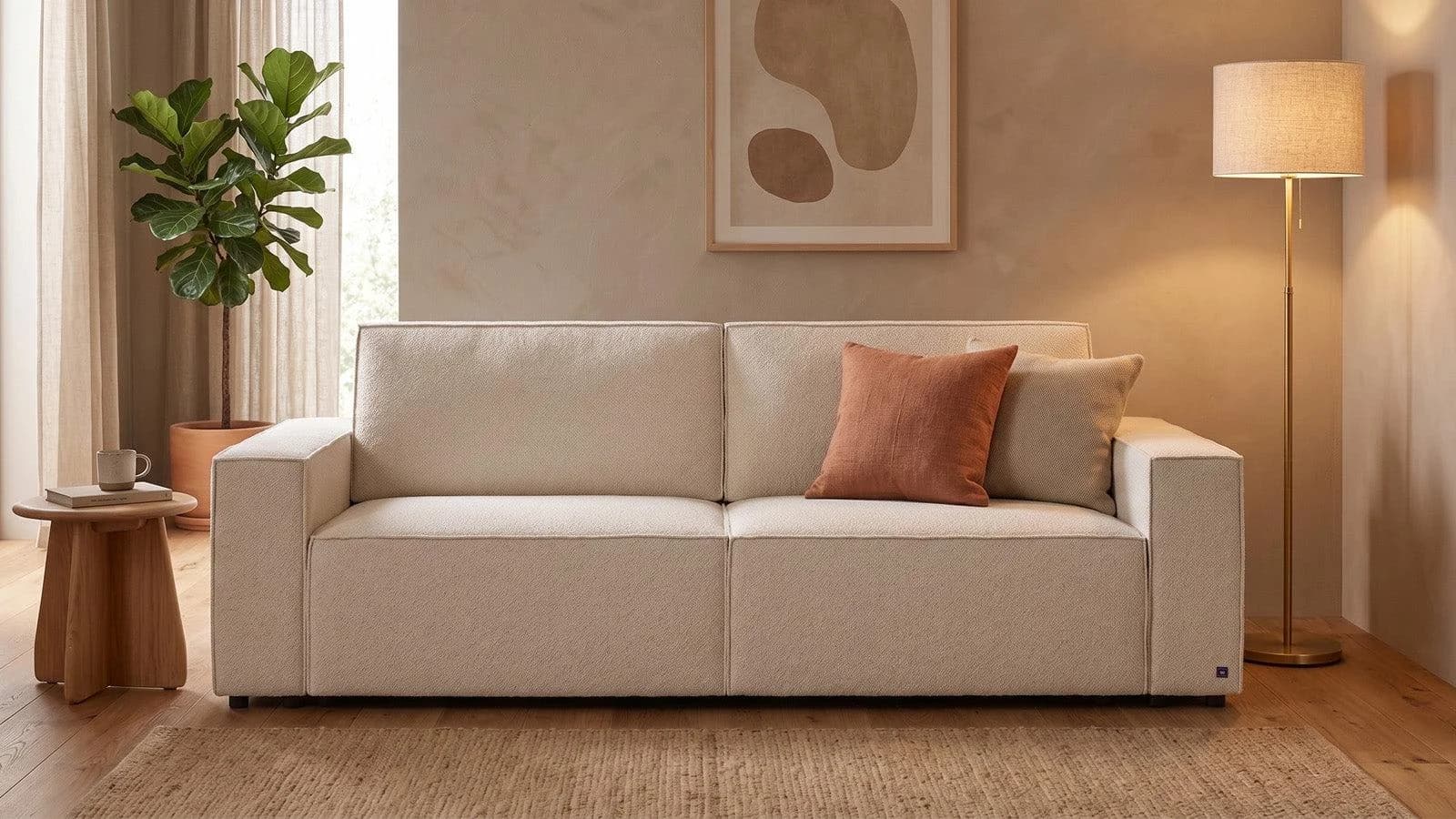 BRUNO LOUNGE Schlafsofa Beige mit Schlaffunktion & Stauraum