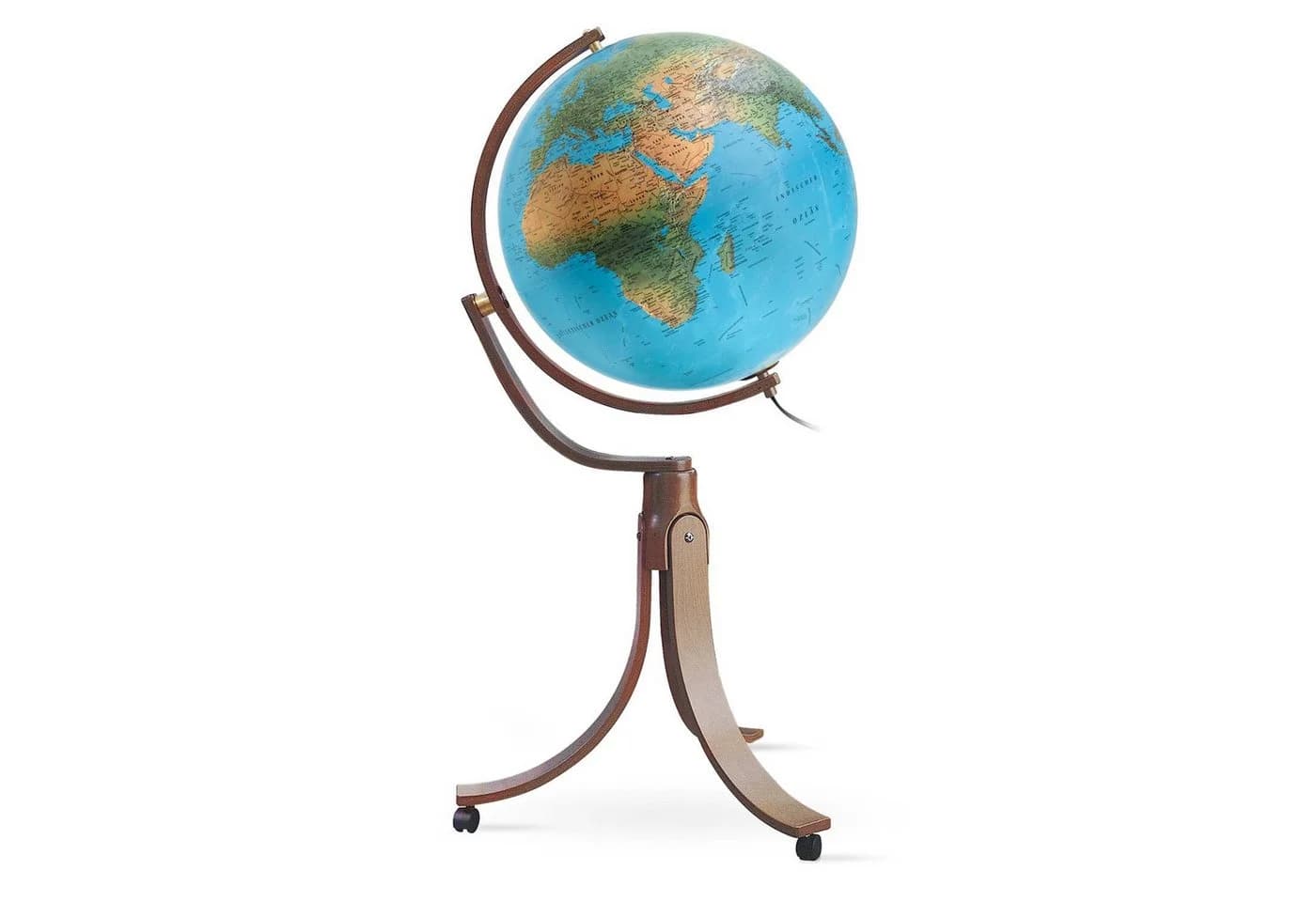 Räthgloben Doppelbild-Standleuchtglobus 50 cm Hartholz