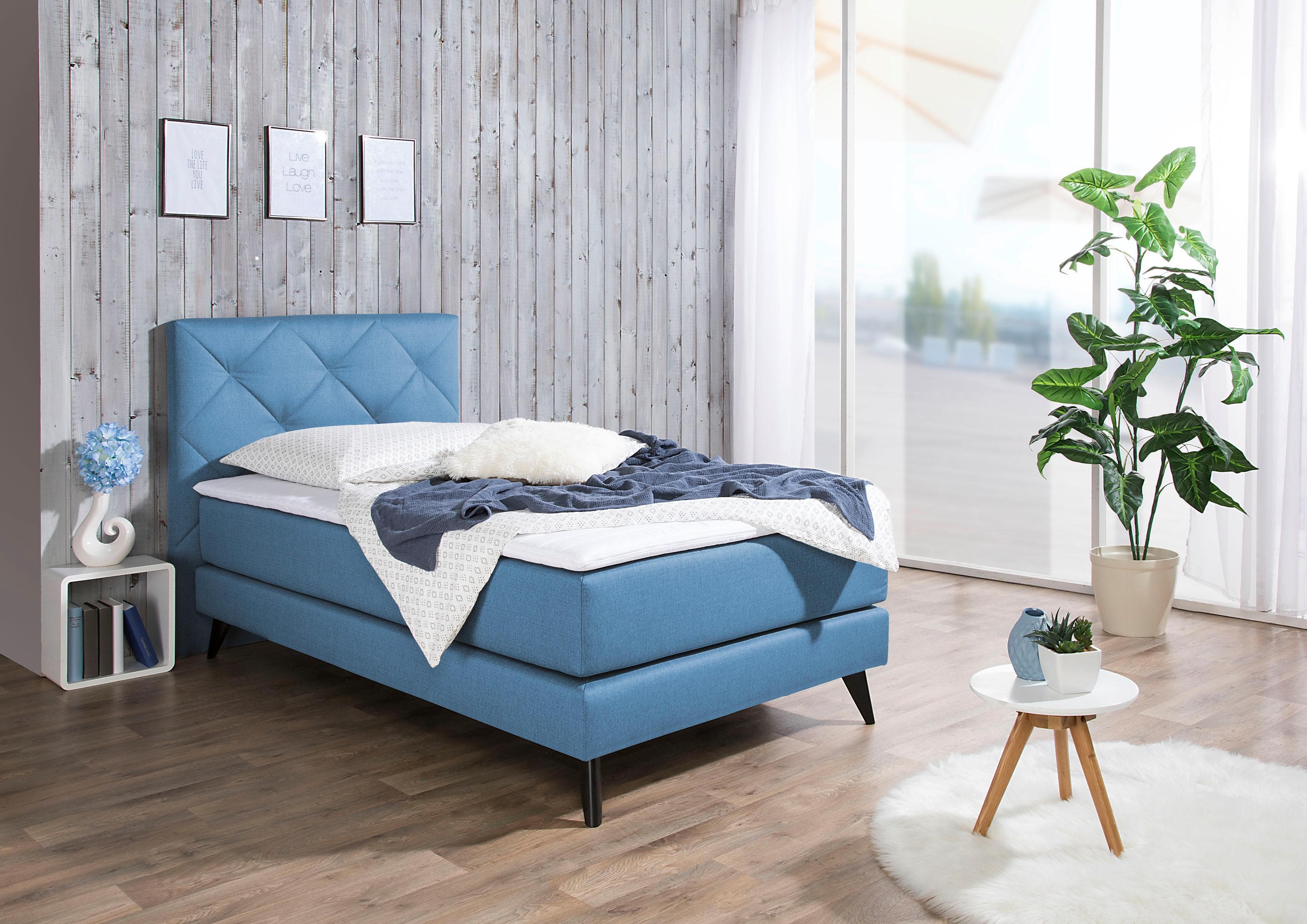 Boxspringbett MAINTAL Blau Bonnell-Federkernmatratze H3
