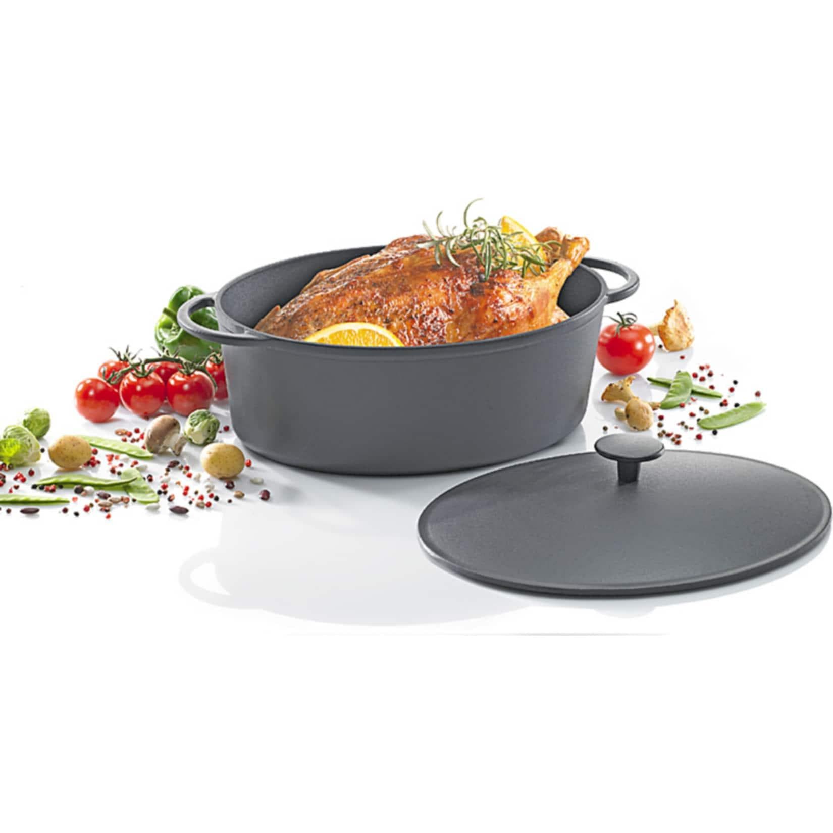 SONSTIGE Eisenguss-Gänsebräter oval RUSTICA schwarz-matt