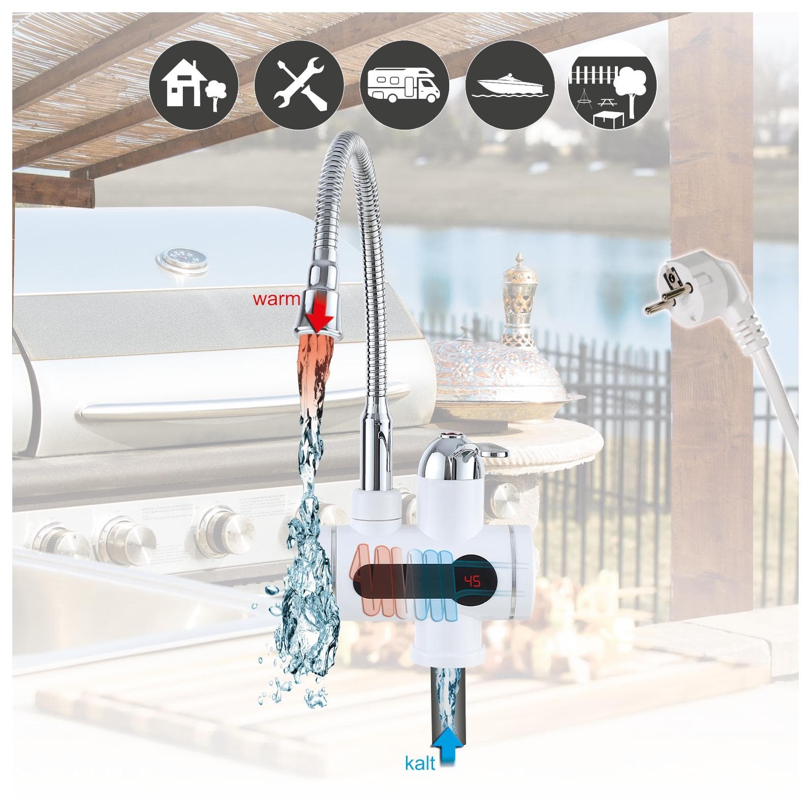 Mauk Digitaler Wasserhahn mit LED-Temperaturanzeige