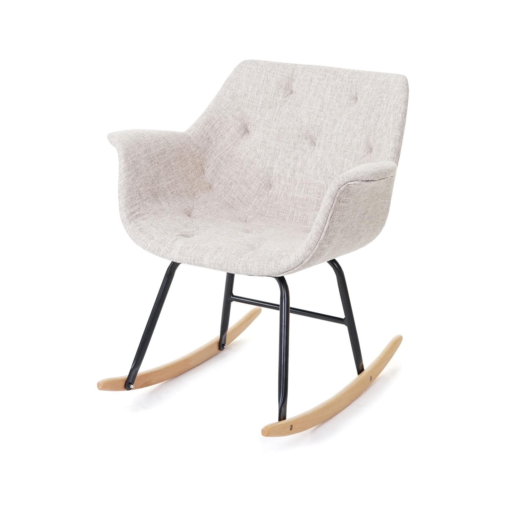 MCW Schaukelstuhl Vaasa T820 Schwingsessel Textil Creme/Grau