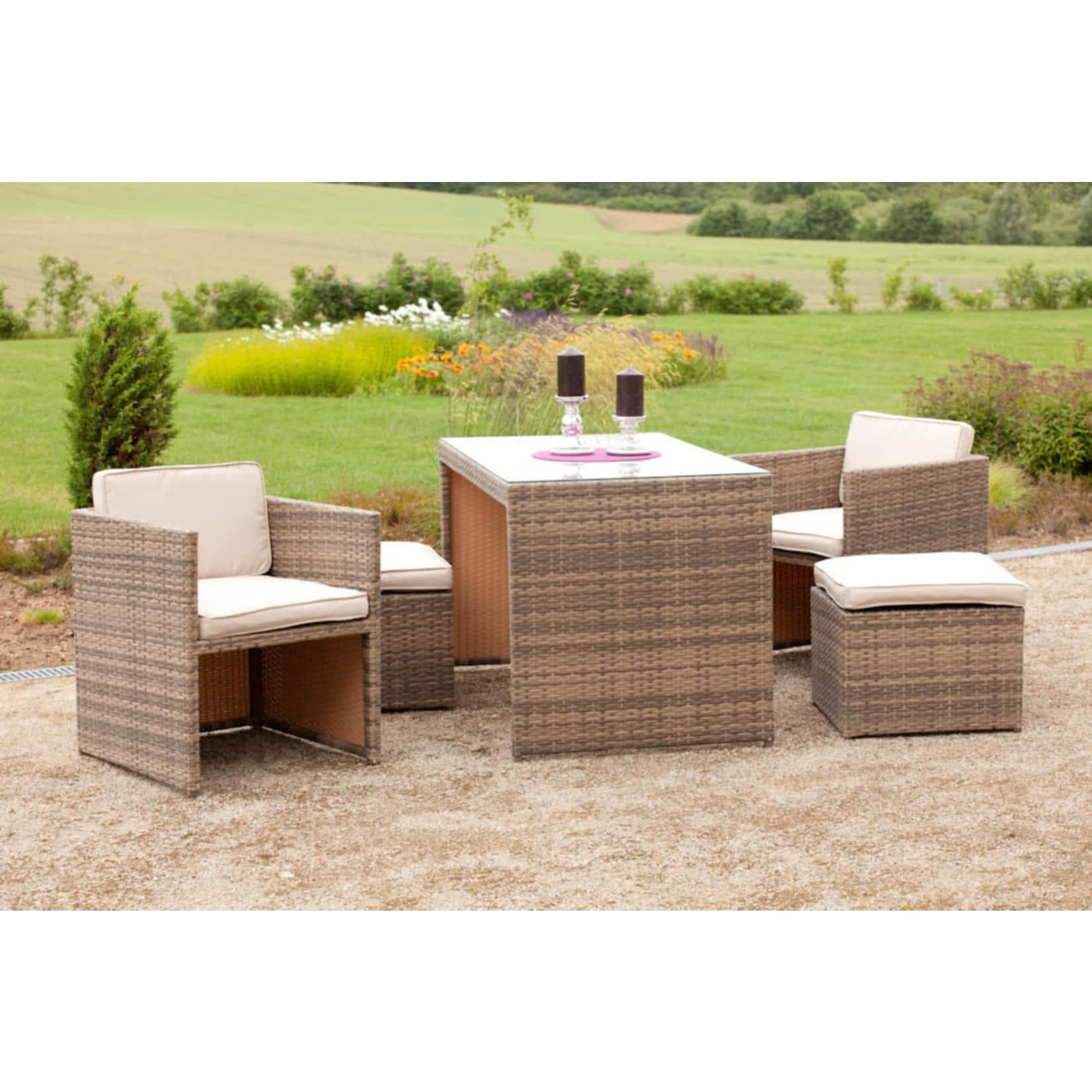 Merxx Garten-Essgruppe Merano 5-tlg. Grau mit Kissen