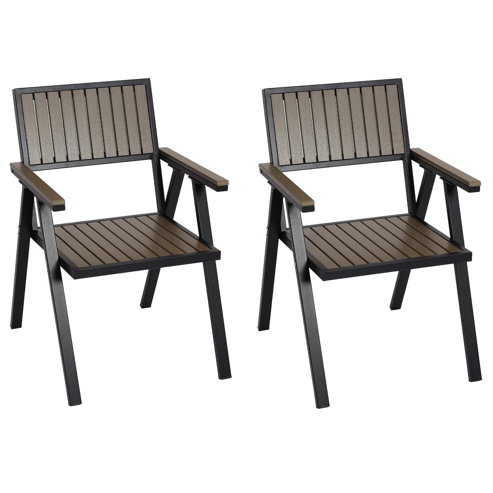 MCW 2er-Set Gartenstuhl MCW-J95 Aluminium Holzoptik Schwarz Grau