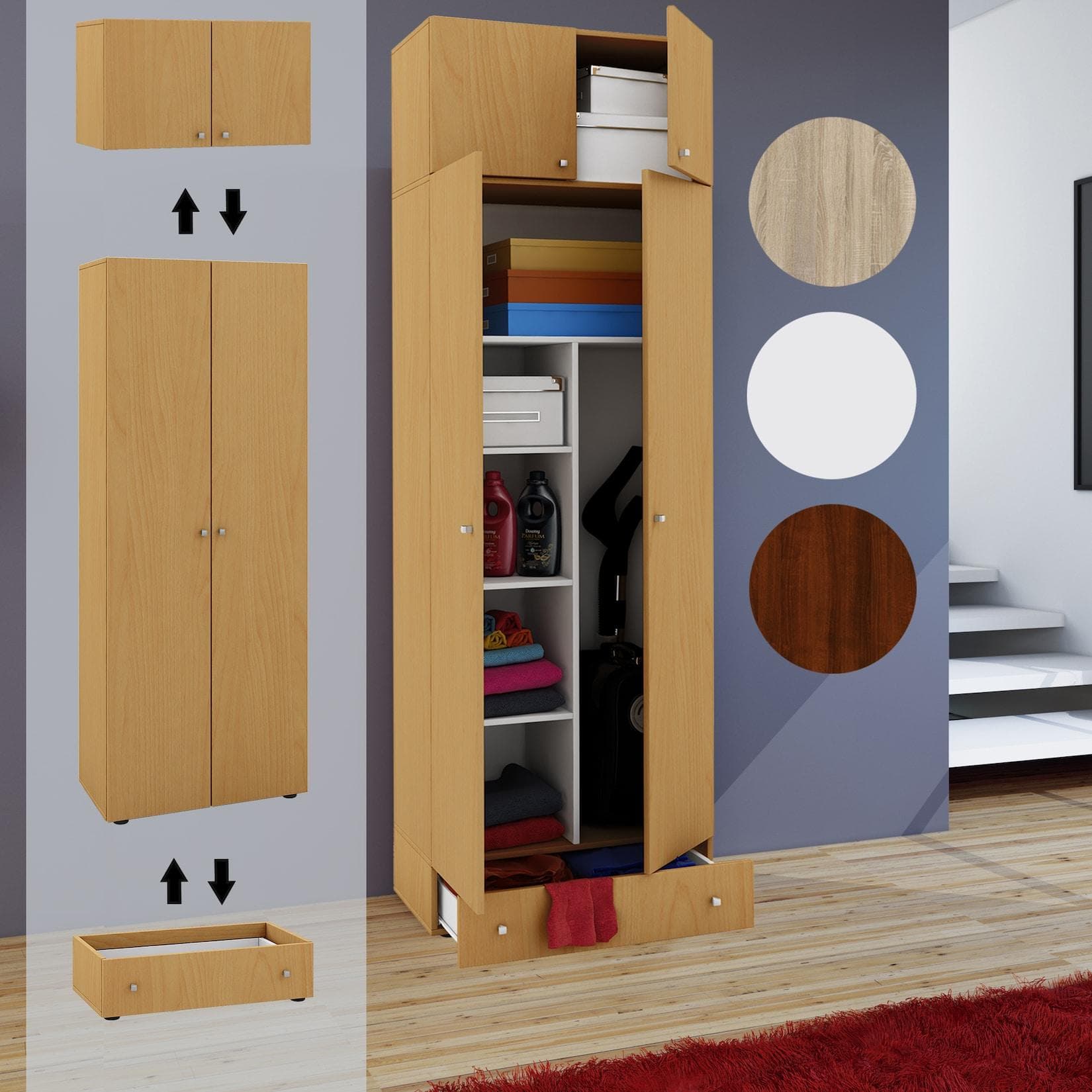 VCM Mehrzweckschrank Vandol Buche 6 Fächer Putzschrank