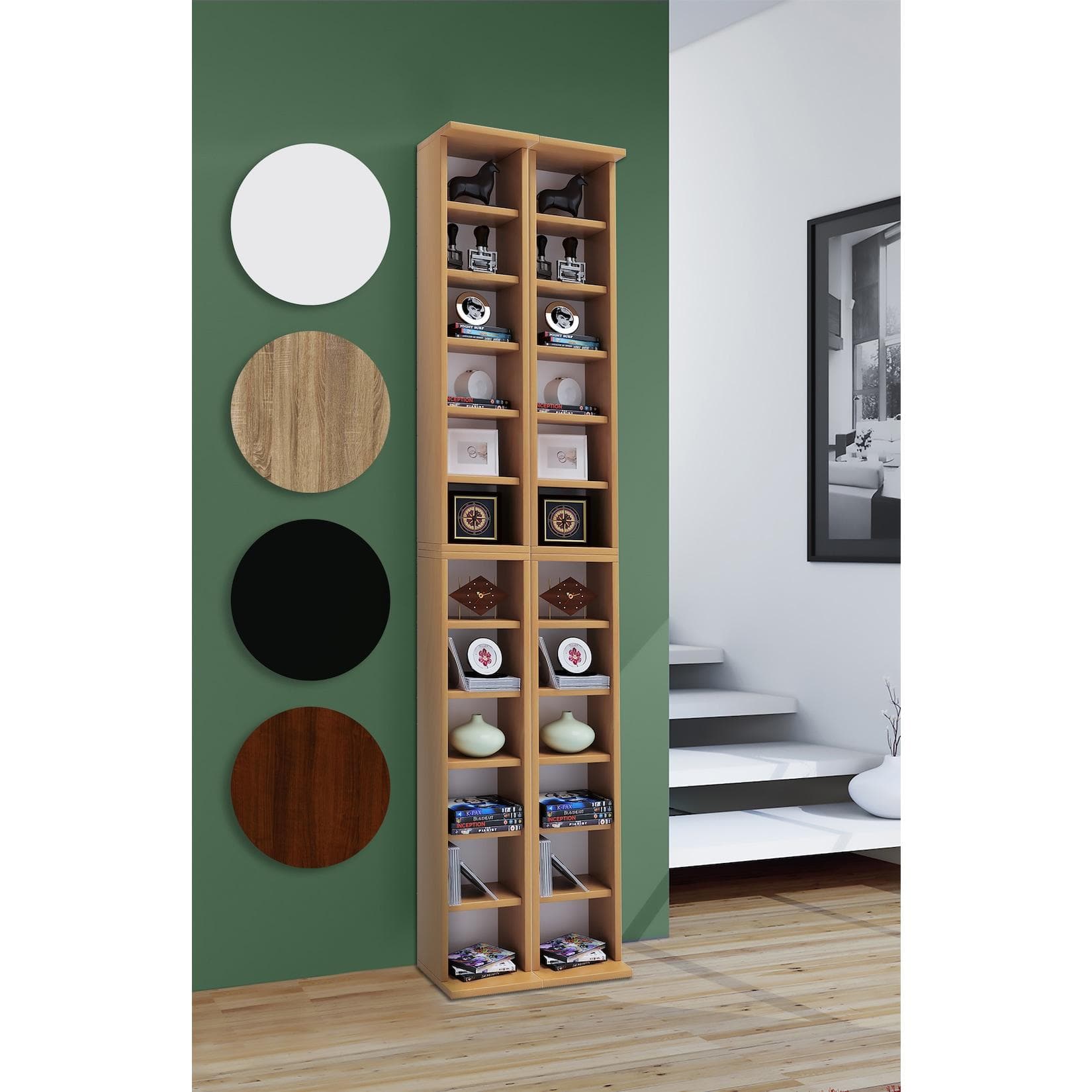 VCM Media-Regal Almera Braun Holzstruktur CD DVD Stand